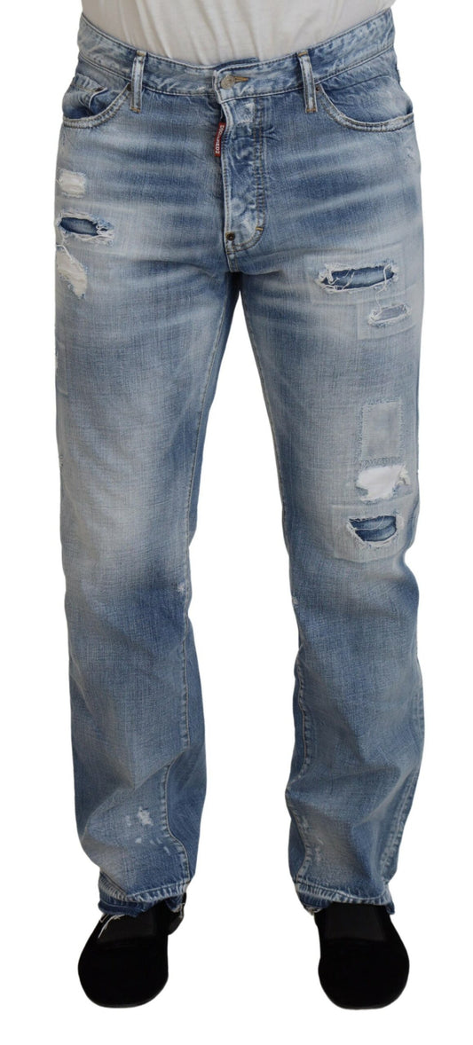 Dsquared² Blau gewaschene Straight Fit Herren Casual Denim Jeans