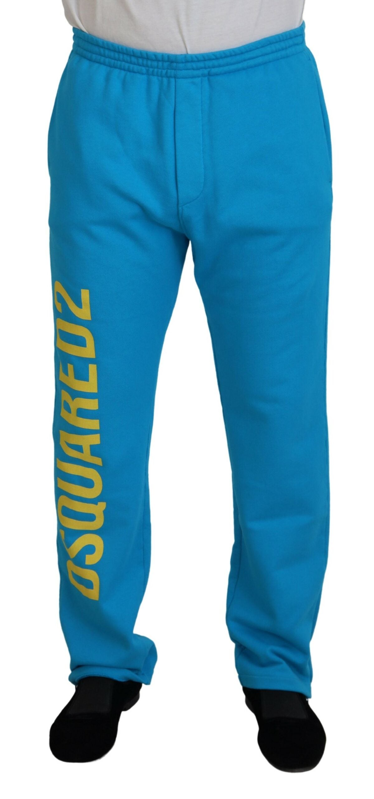 Dsquared² Light blue cotton logo print leisure trousers