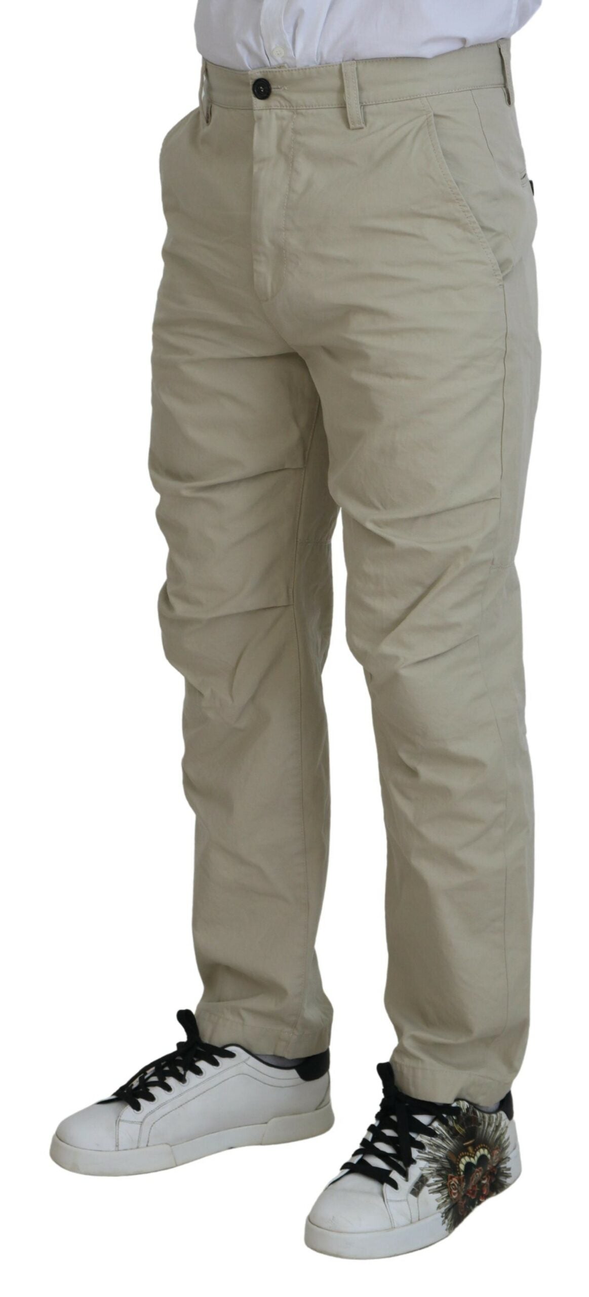 Dsquared² Beige Cotton Straight Fit Men's Casual Pants