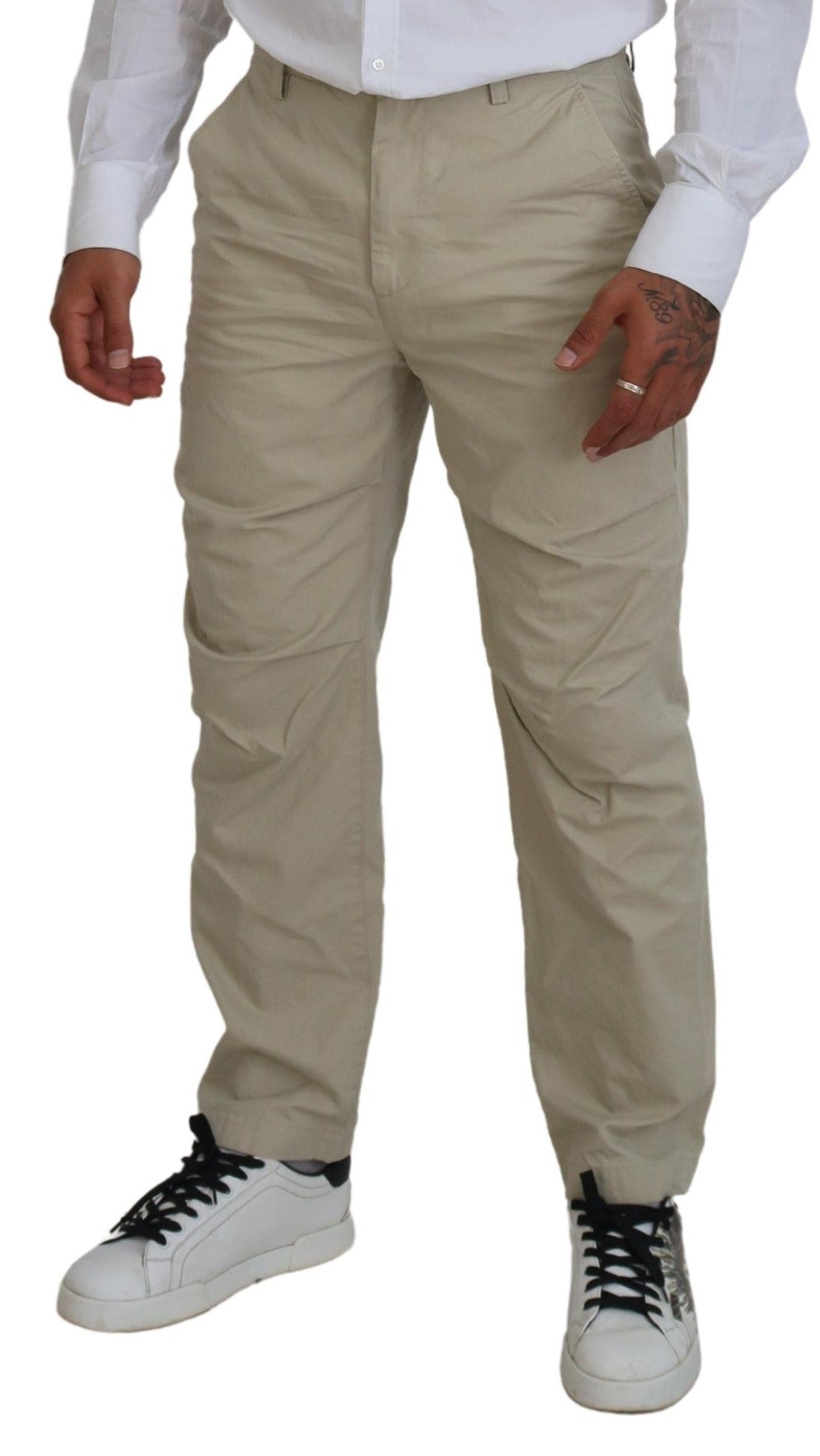 Dsquared² Beige Cotton Straight Fit Men's Casual Pants