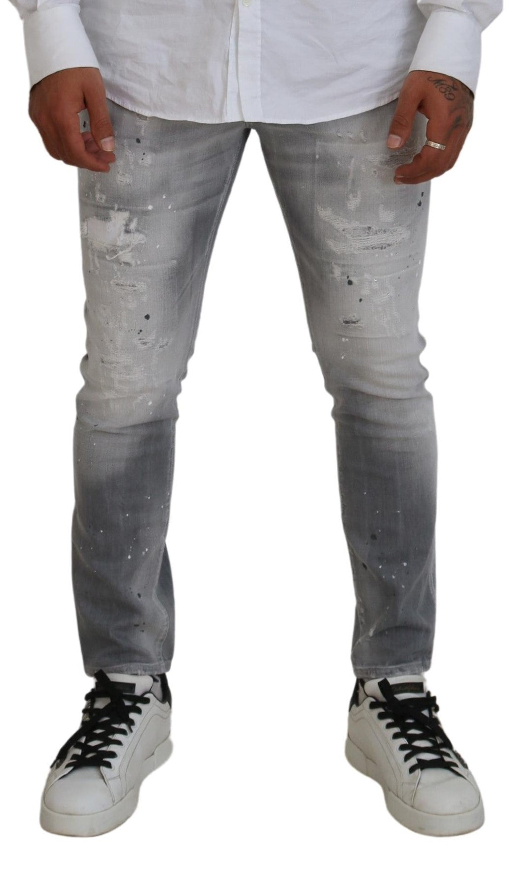 Dsquared² Graue gewaschene Baumwolle Slim Fit Casual Herren Denim Jeans