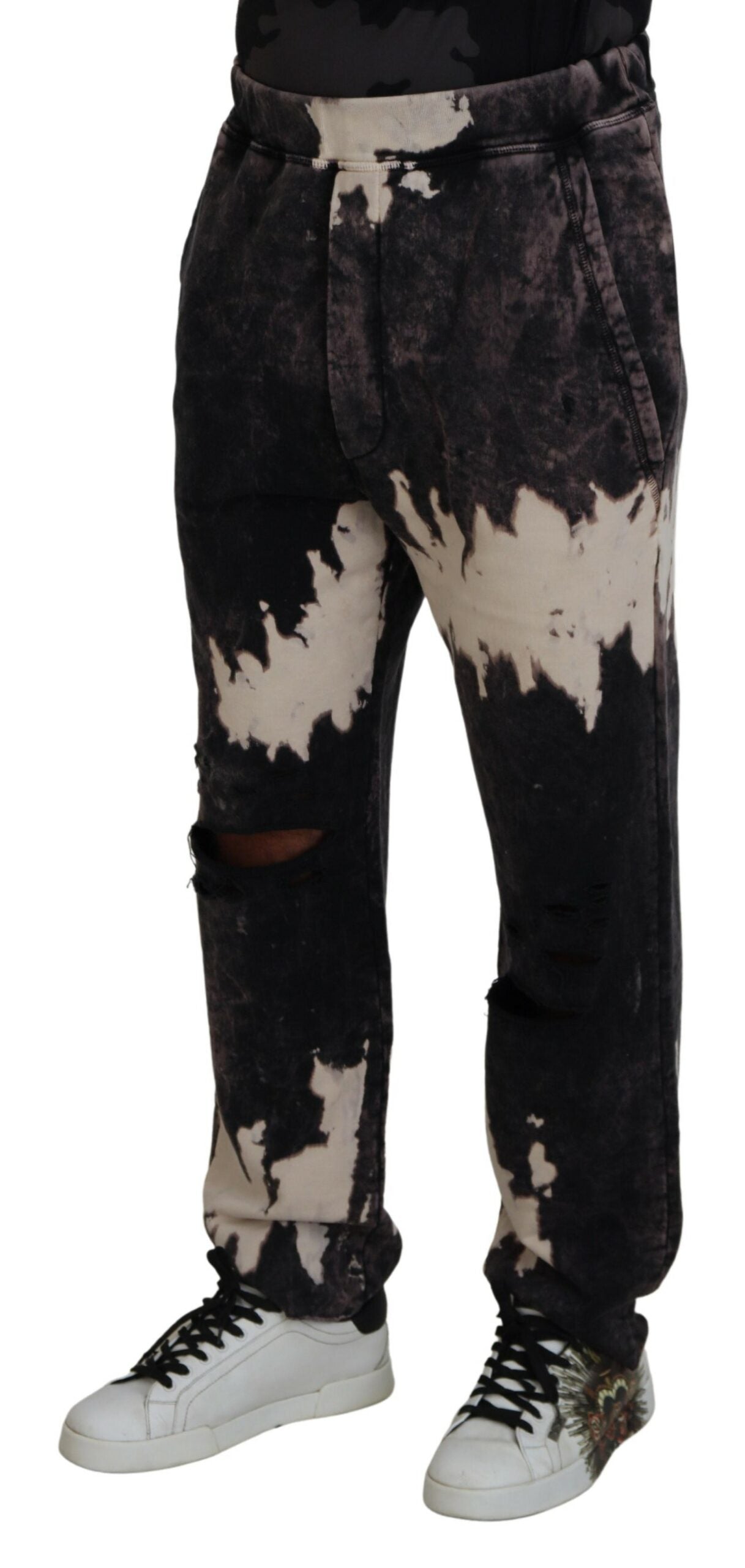 Dsquared² Grau gewaschene Tie Dye Tattered Men Hose