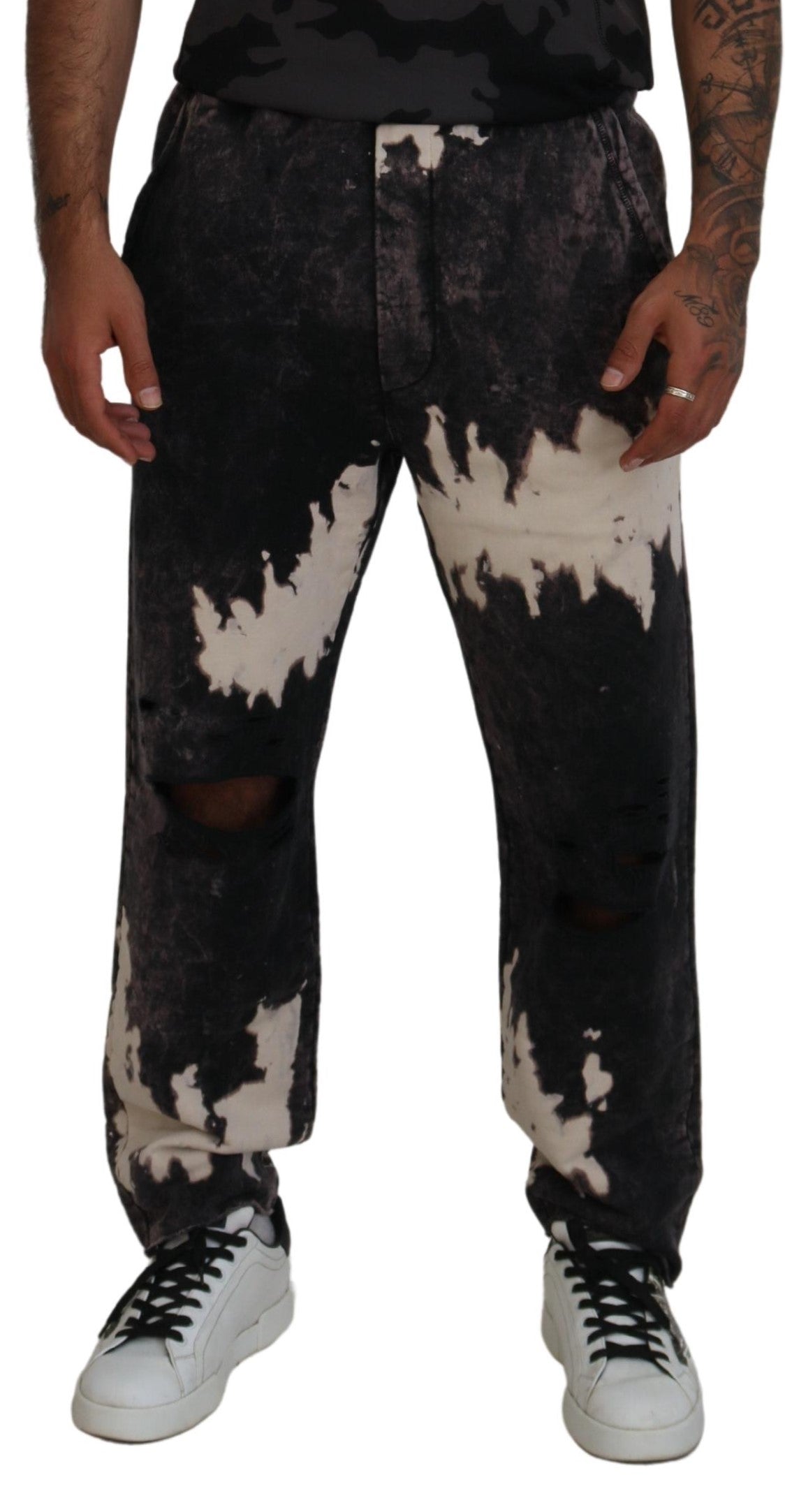 Dsquared² Grau gewaschene Tie Dye Tattered Men Hose