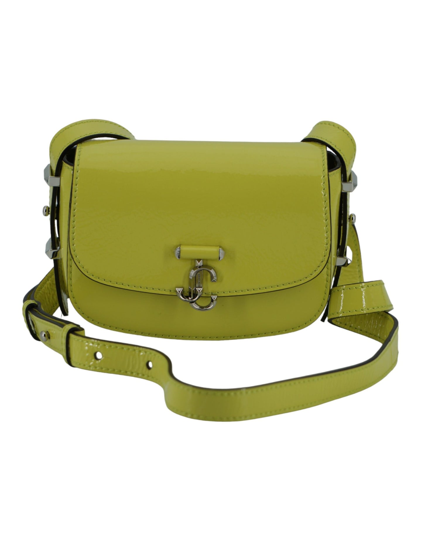 Jimmy Choo Small Leather Shoulder Bag in Lime Yellow