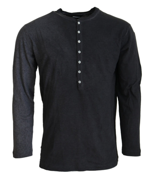 Dsquared² Black Cotton-Linen Long Sleeve Sweater