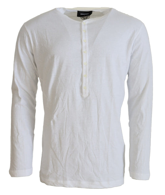 Dsquared² White Cotton-Linen Long Sleeve Sweater