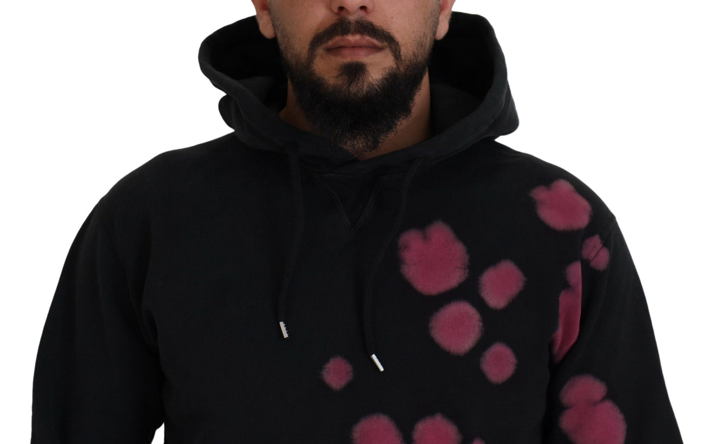 Dsquared² Black Tie Dye Cotton Sweatshirt with Hood Pullover