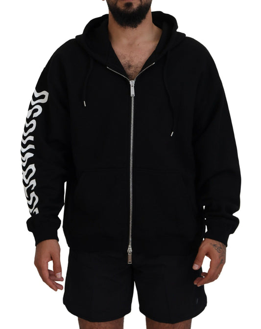 Dsquared² Black Hoodie with Printed Sleeves