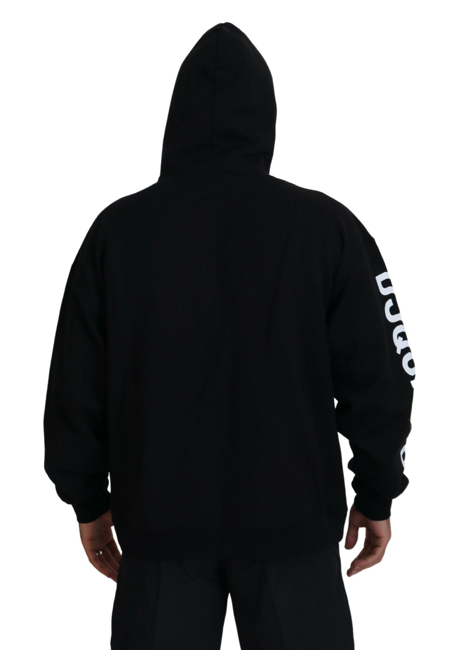 Dsquared² Black Hoodie with Printed Sleeves