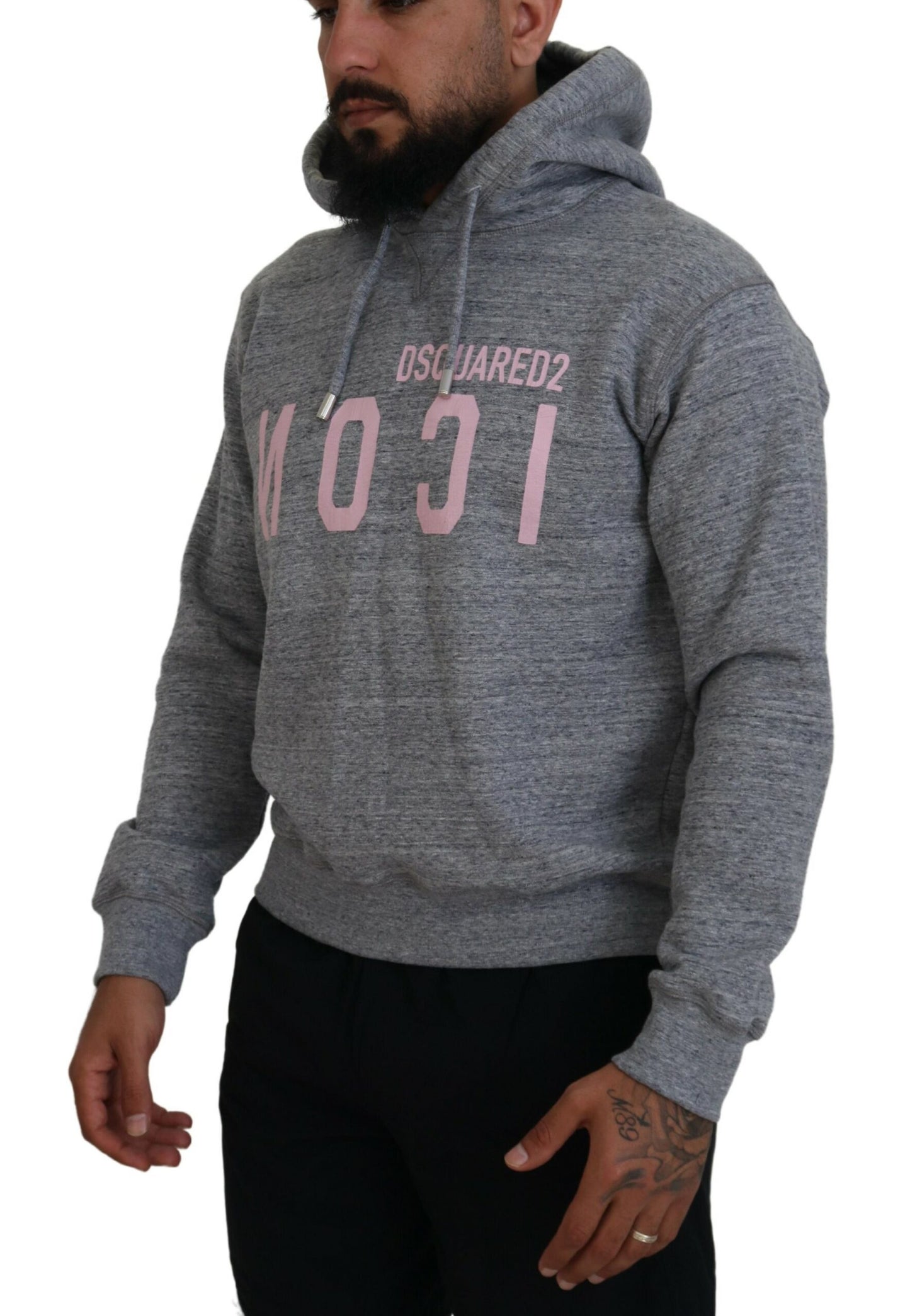 Dsquared² Grey Cotton Hooded Sweater for Men