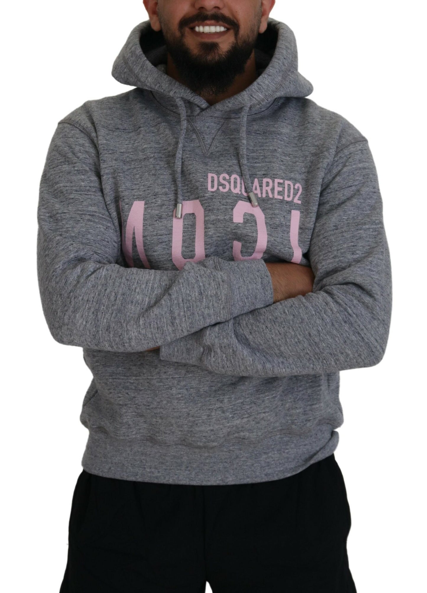 Dsquared² Grey Cotton Hooded Sweater for Men