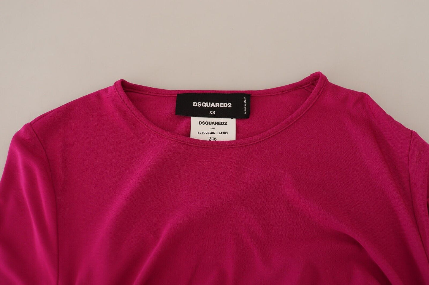 Dsquared² Fuchsia Viscose Long Sleeve Ruffled Mini Dress