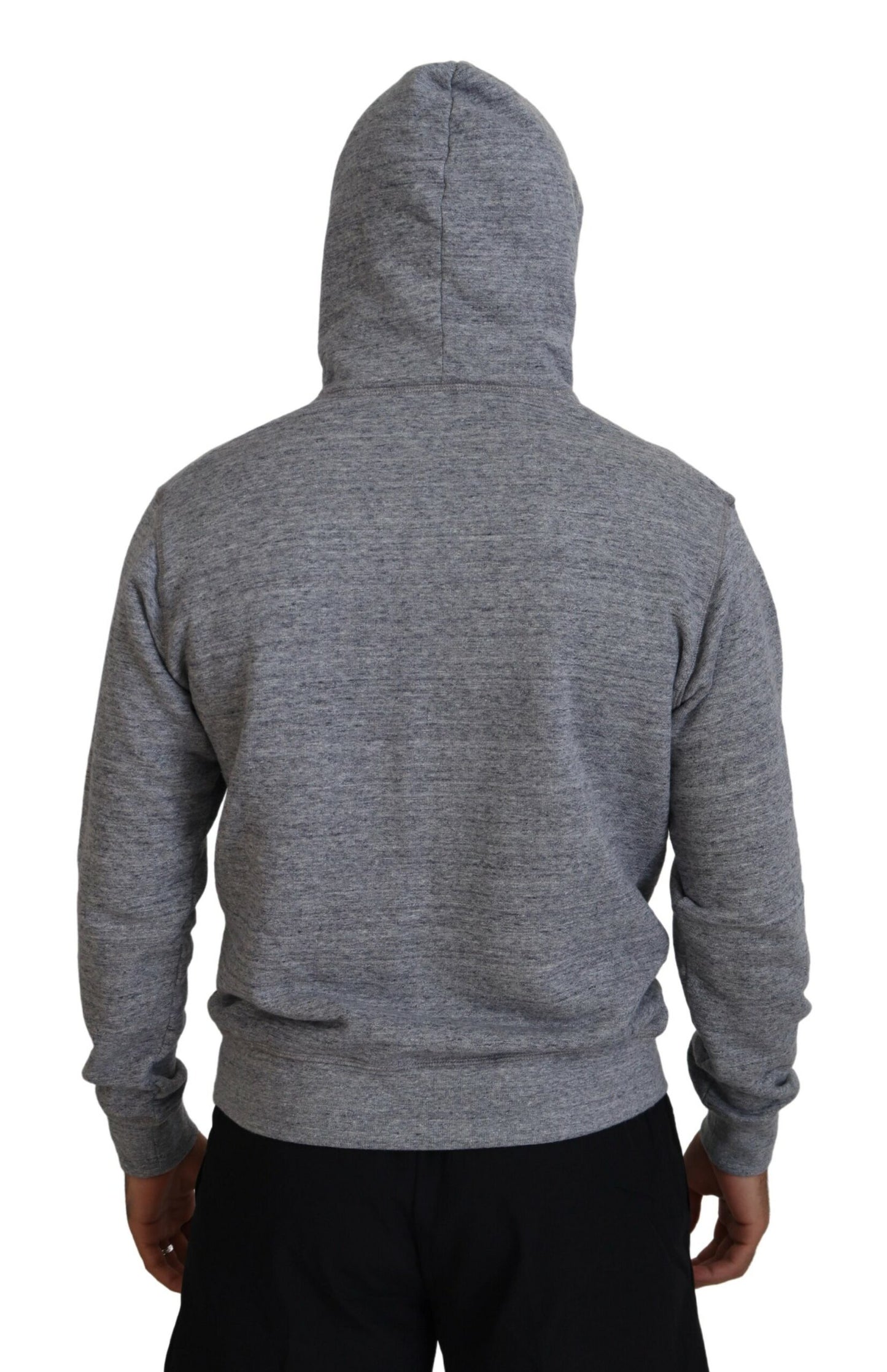 Dsquared² Grey Cotton Hoodie with Logo Print for Men Sweater