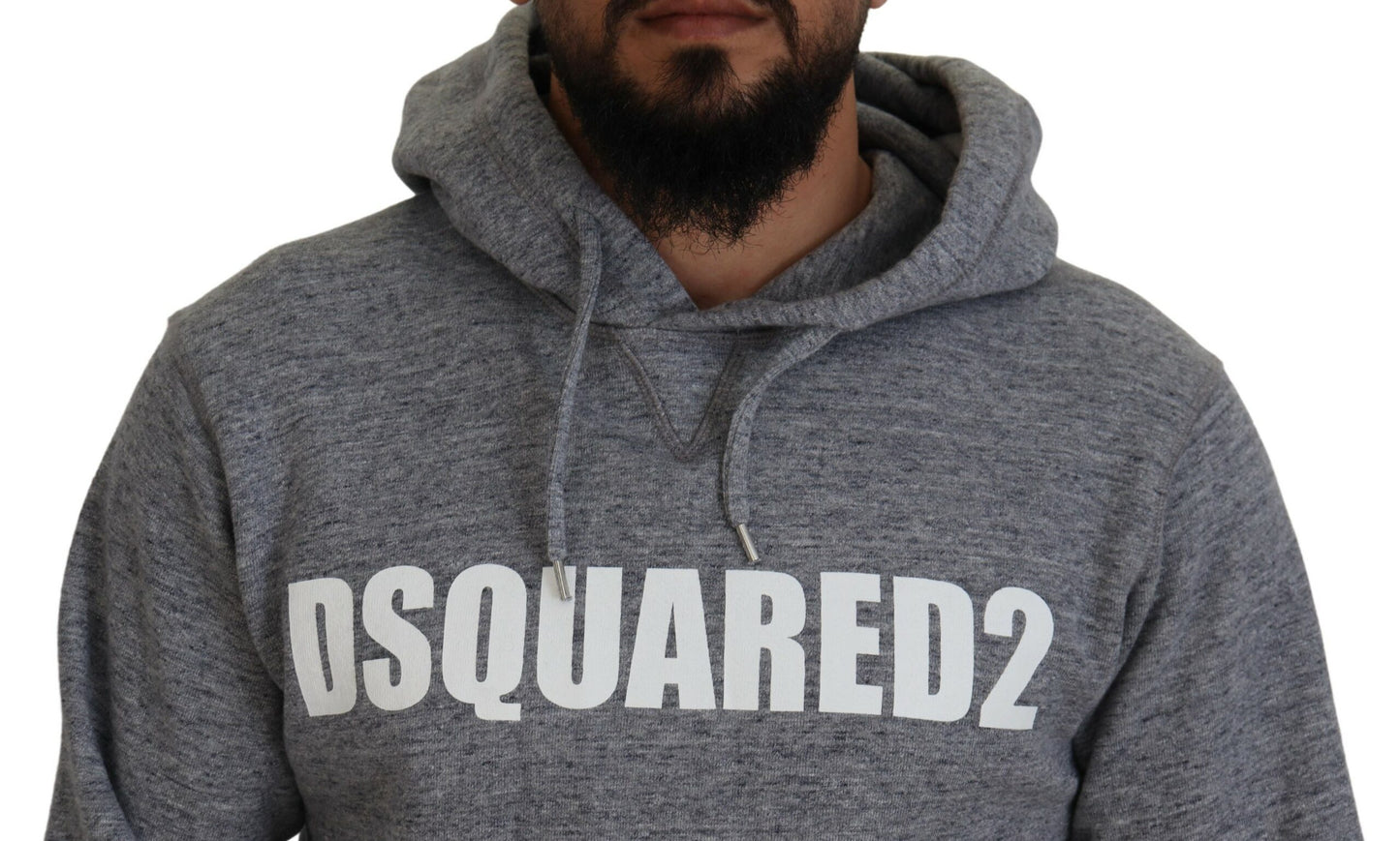 Dsquared² Grey Cotton Hoodie with Logo Print for Men Sweater