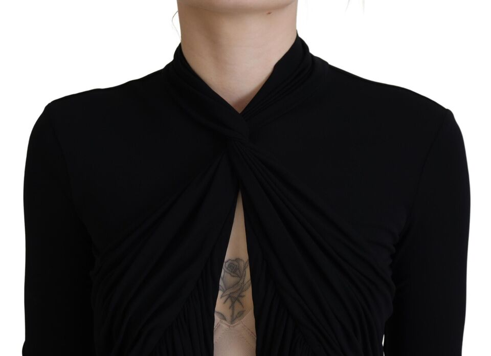 Dsquared² Black viscose mini dress with long sleeves and neckline