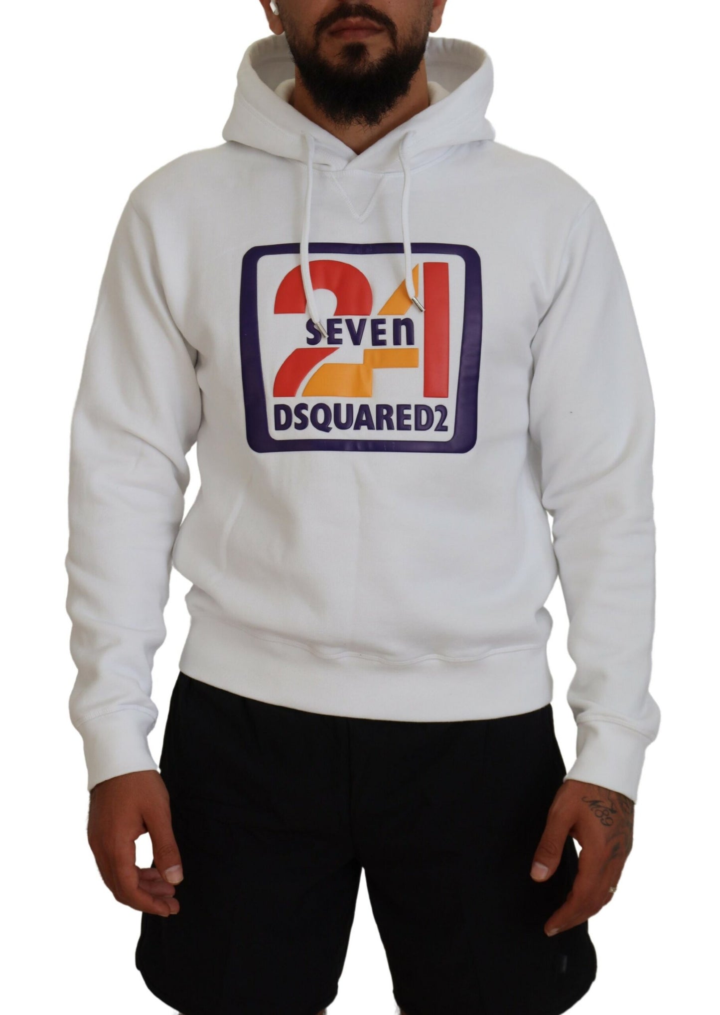 Dsquared² White Cotton Hooded Sweater for Men