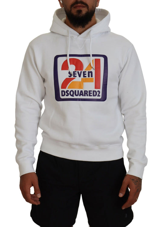 Dsquared² White Cotton Hooded Sweater for Men