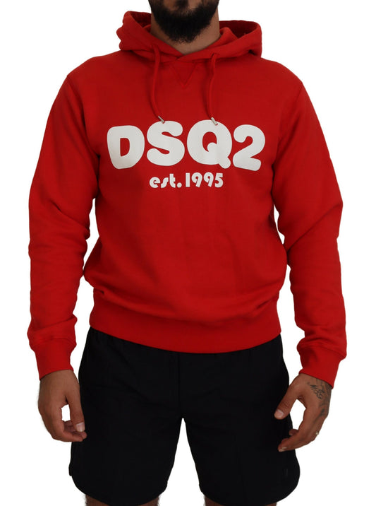 Dsquared² Red Cotton Hoodie for Men with Print