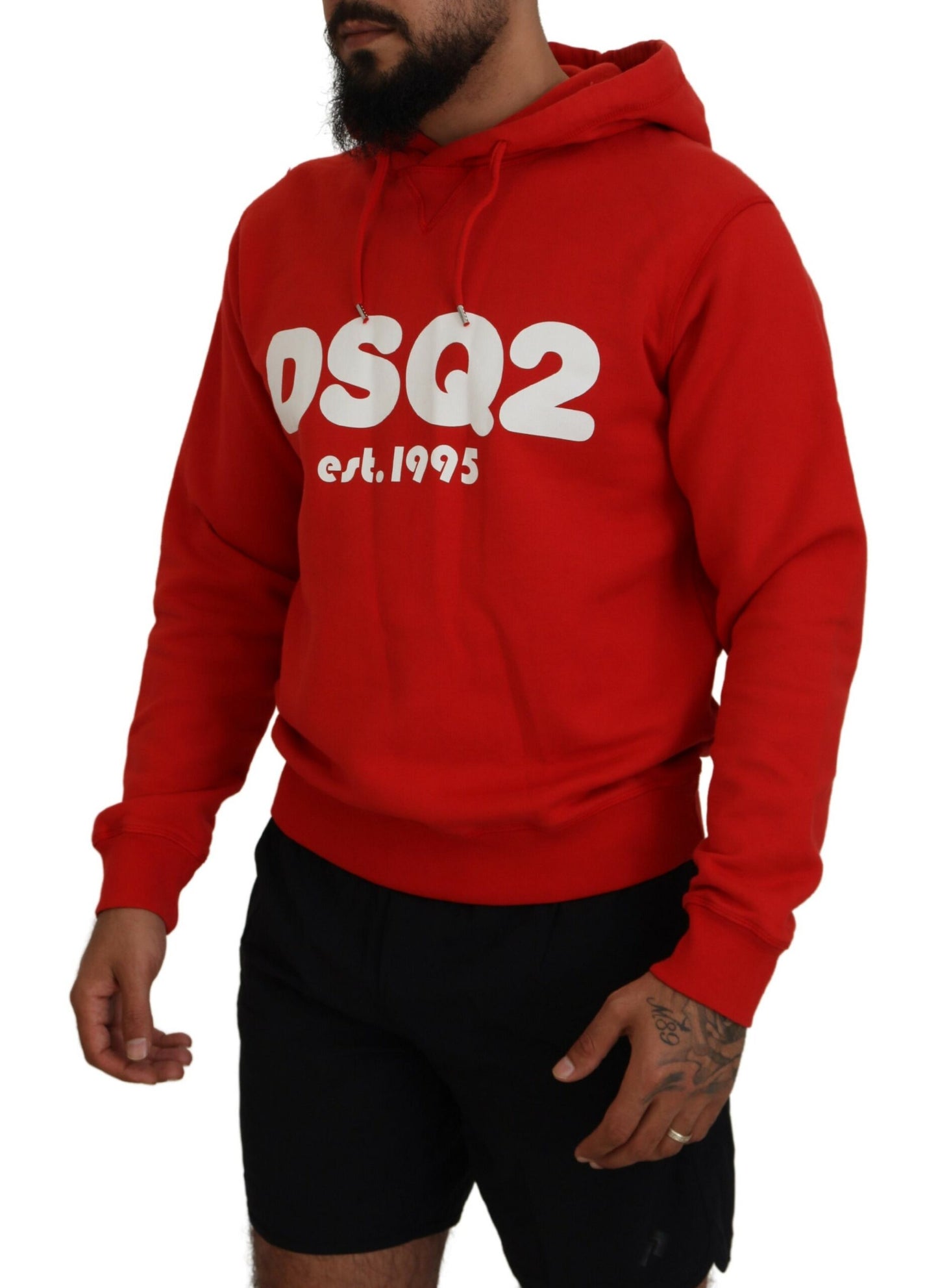 Dsquared² Red Cotton Hoodie for Men with Print