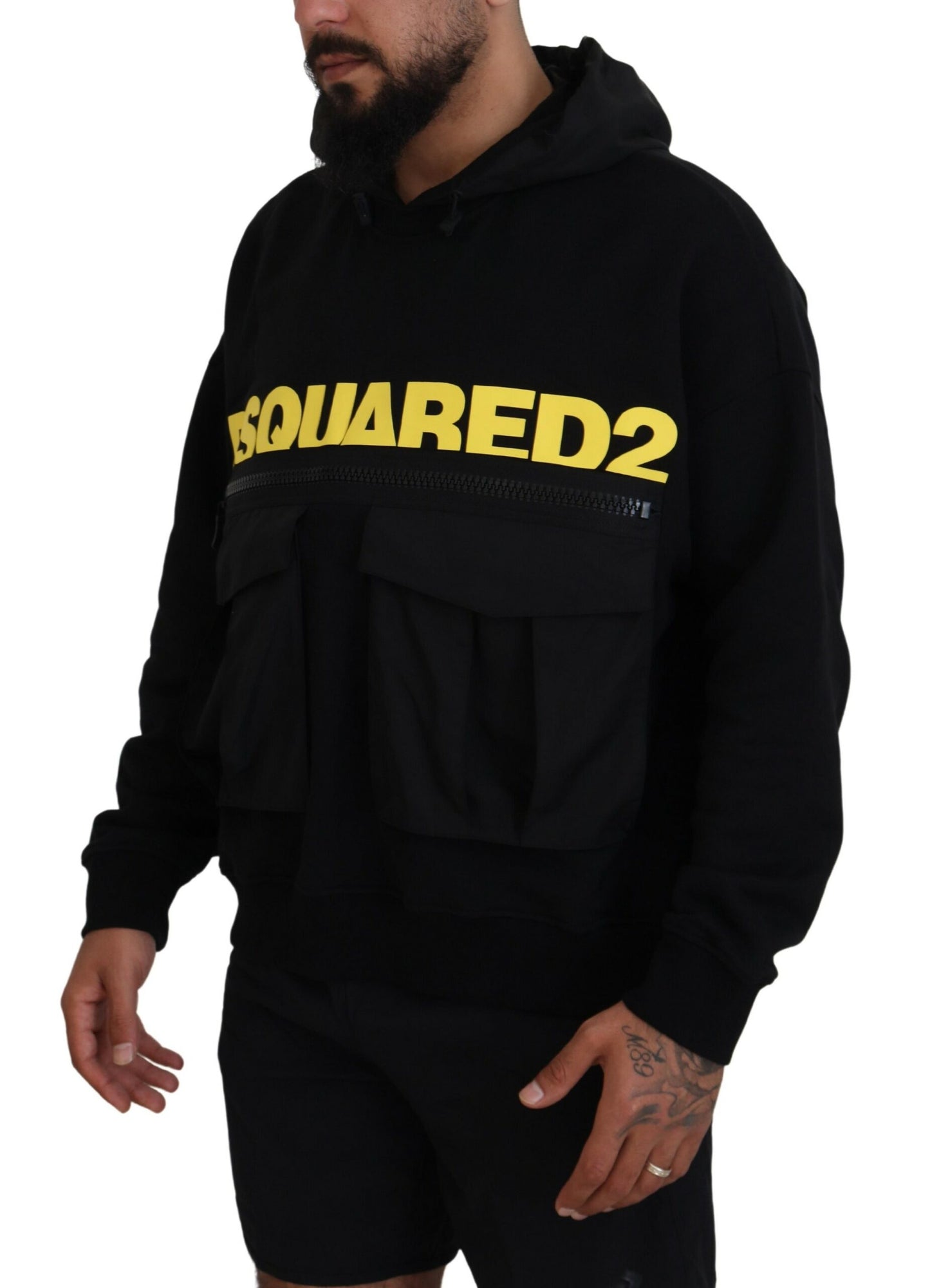 Dsquared² Black printed cotton hoodie