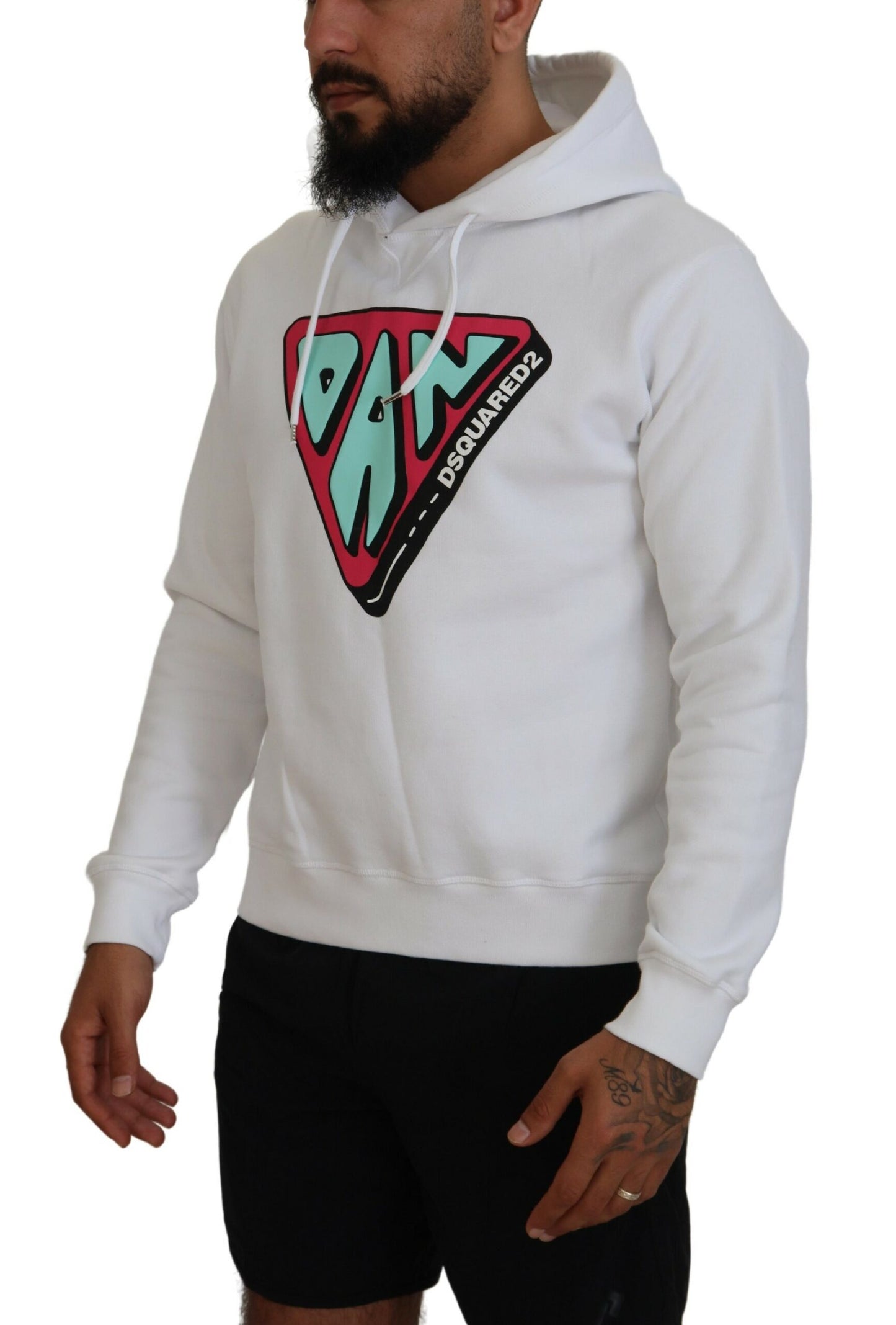 Dsquared² White printed cotton hoodie