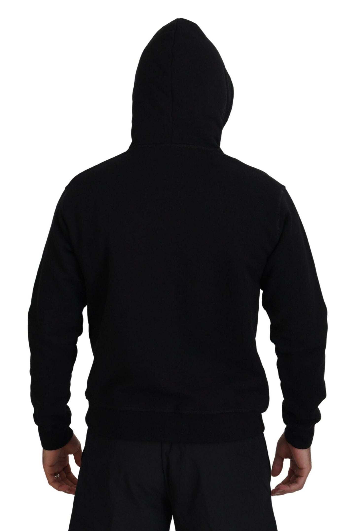 Dsquared² Black Cotton Hooded Sweater Printed Men's Sweater