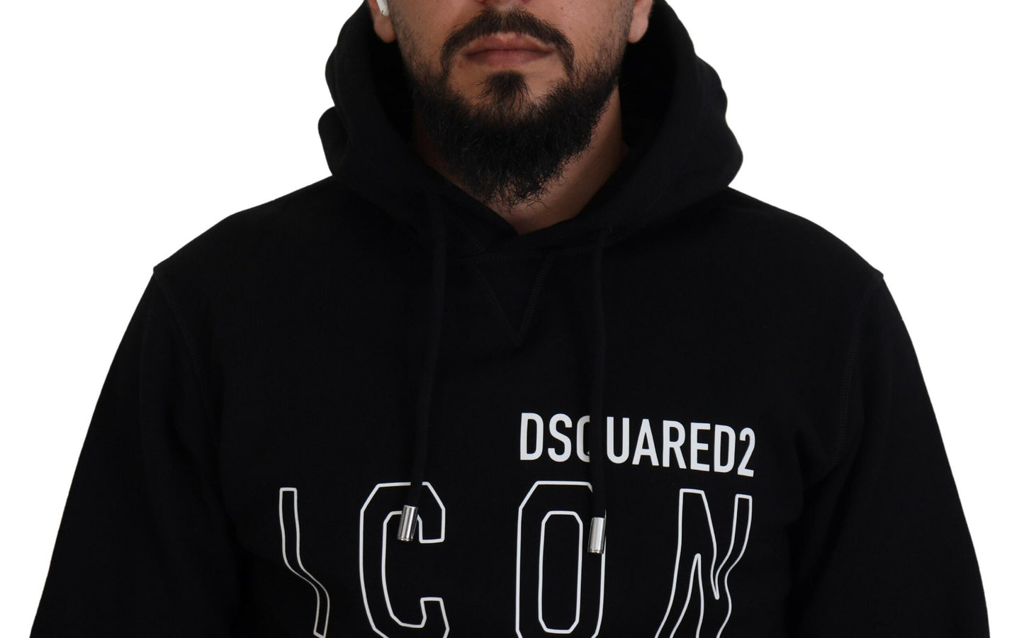 Dsquared² Black Cotton Hooded Sweater Printed Men's Sweater