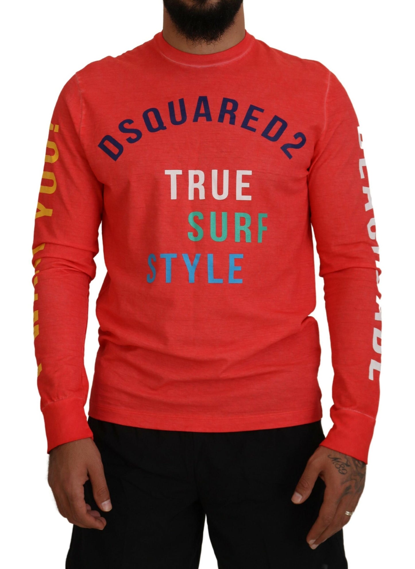 Dsquared² Orange colorful printed long sleeve T-shirt