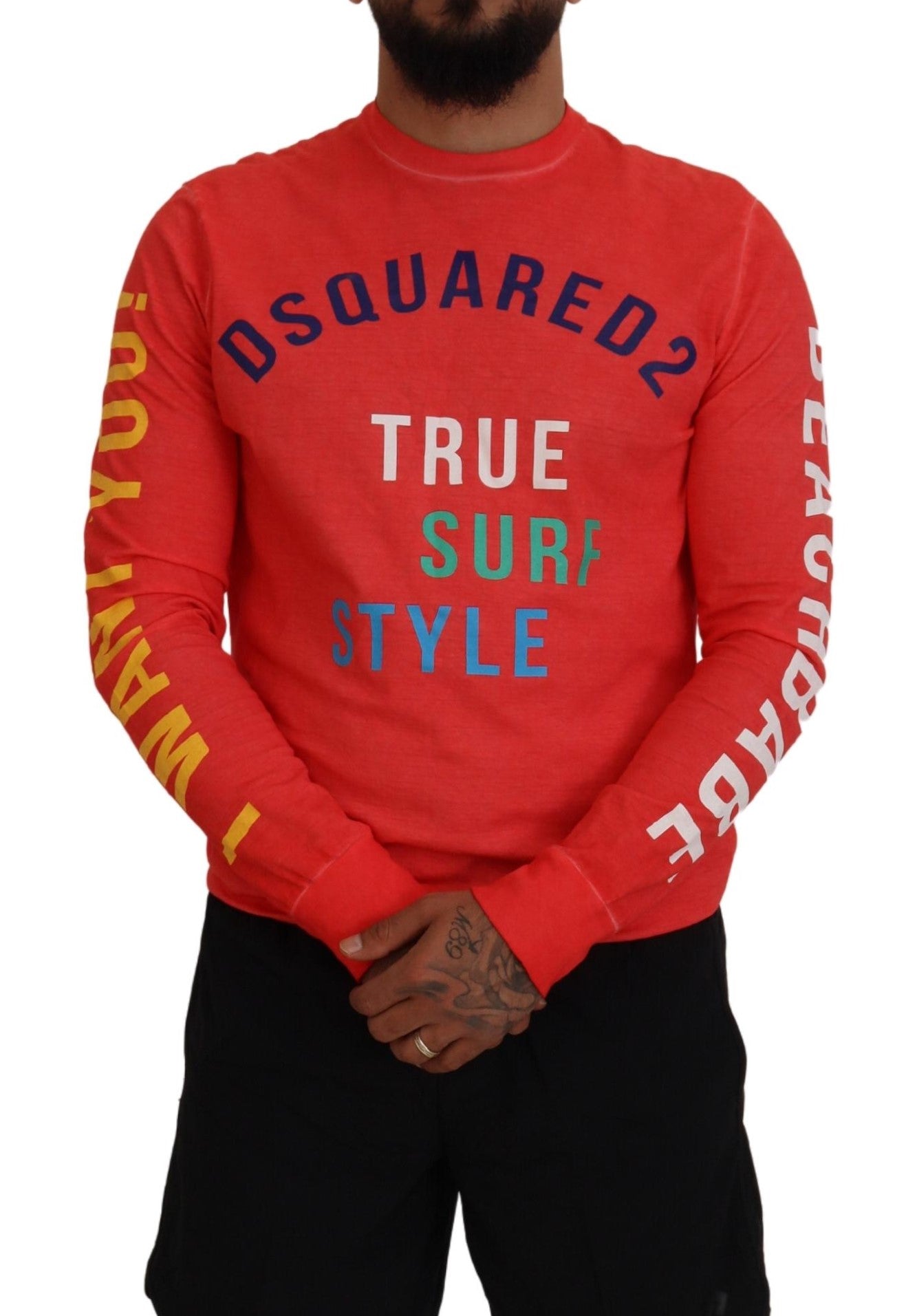 Dsquared² Orange colorful printed long sleeve T-shirt