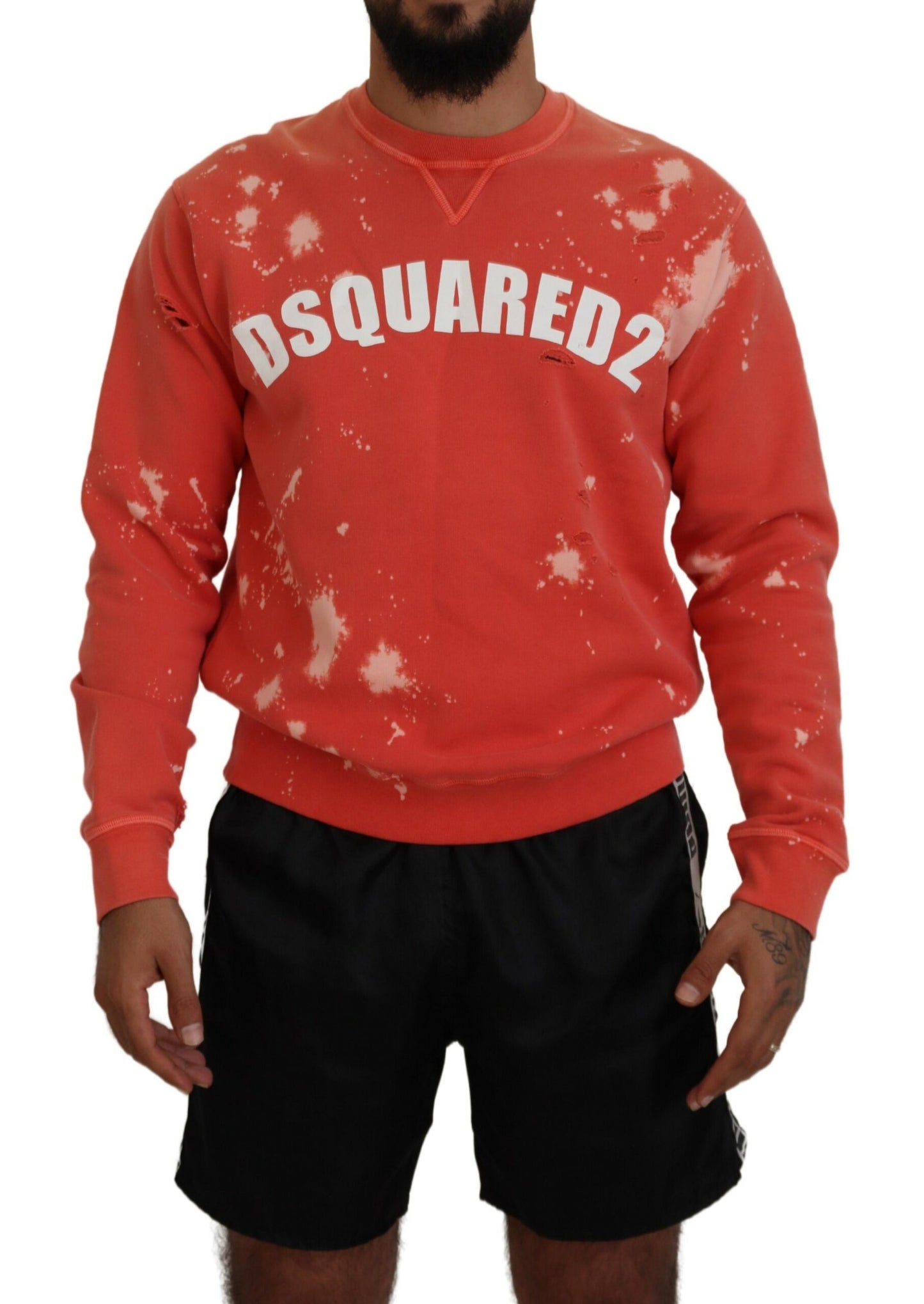 Dsquared² Orange Printed Long Sleeve Sweater