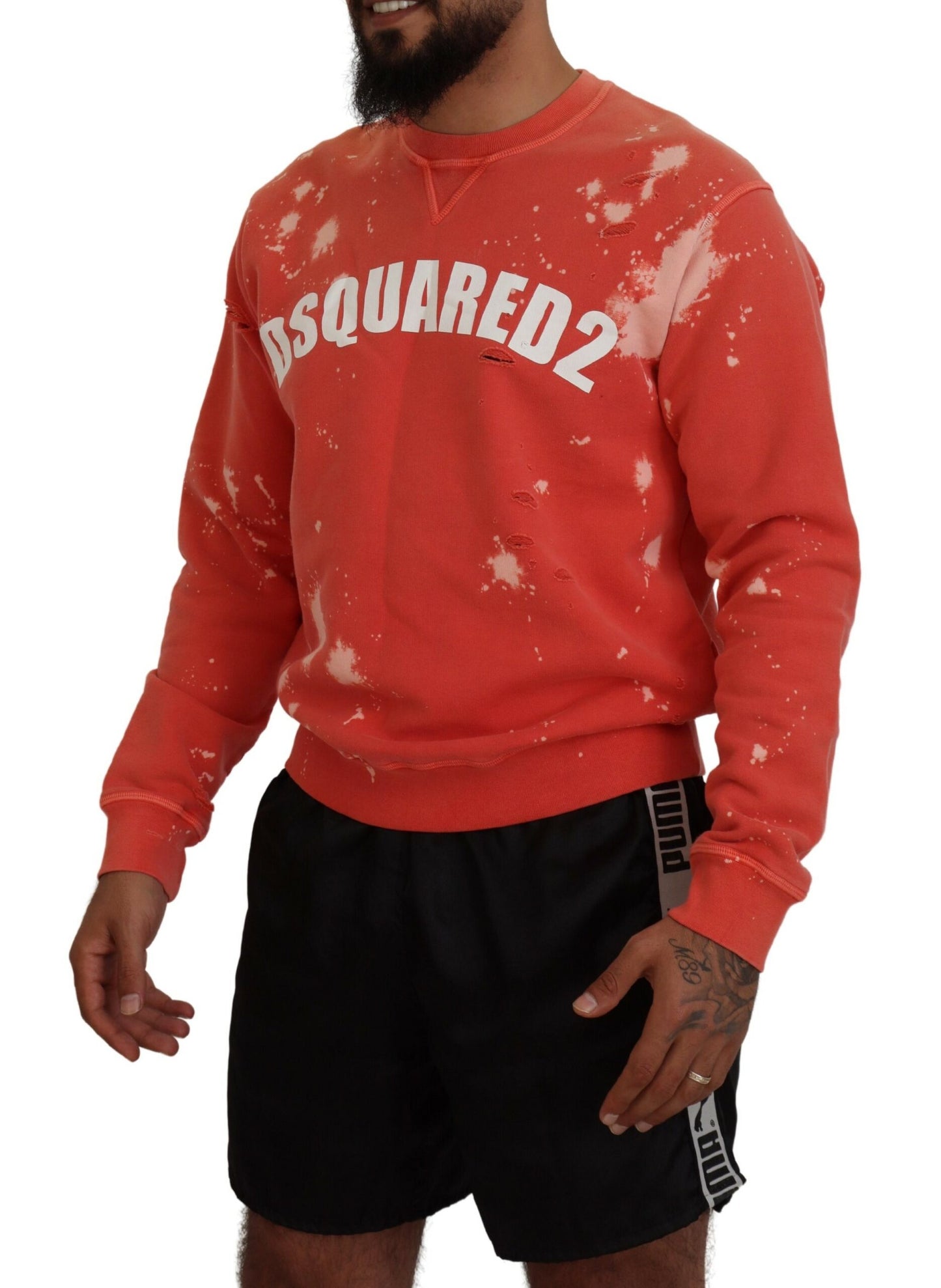 Dsquared² Orange Printed Long Sleeve Sweater