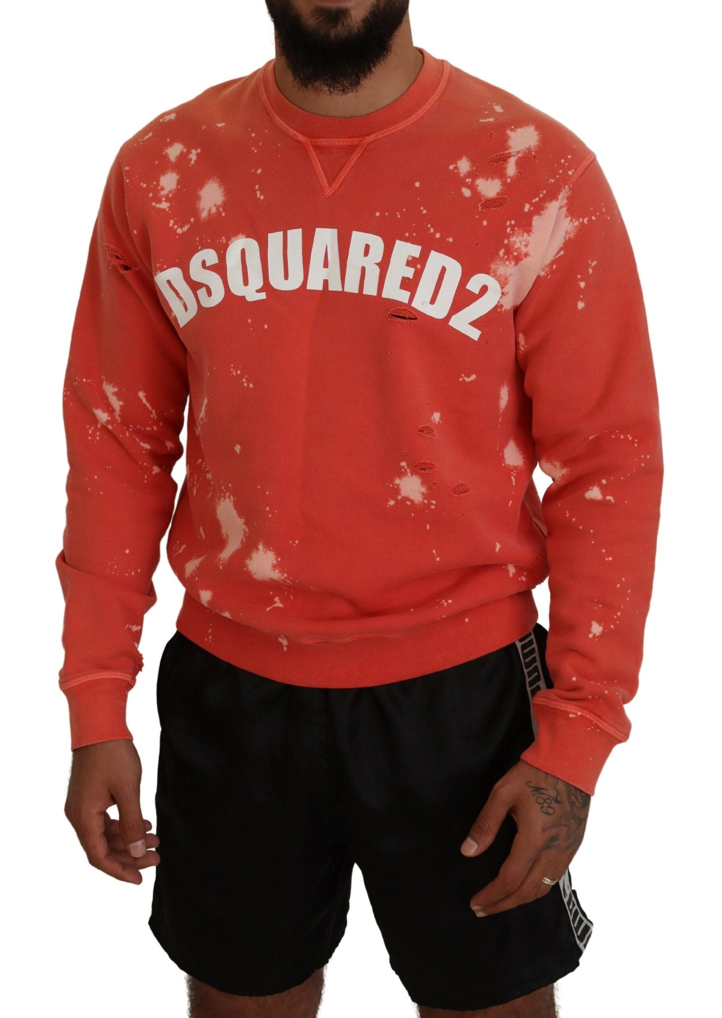 Dsquared² Orange Printed Long Sleeve Sweater