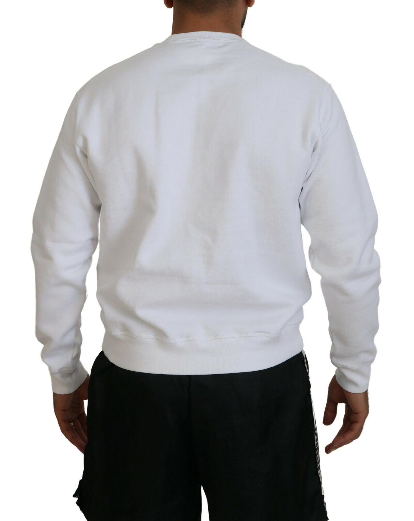 Dsquared² White printed cotton long sleeve sweater