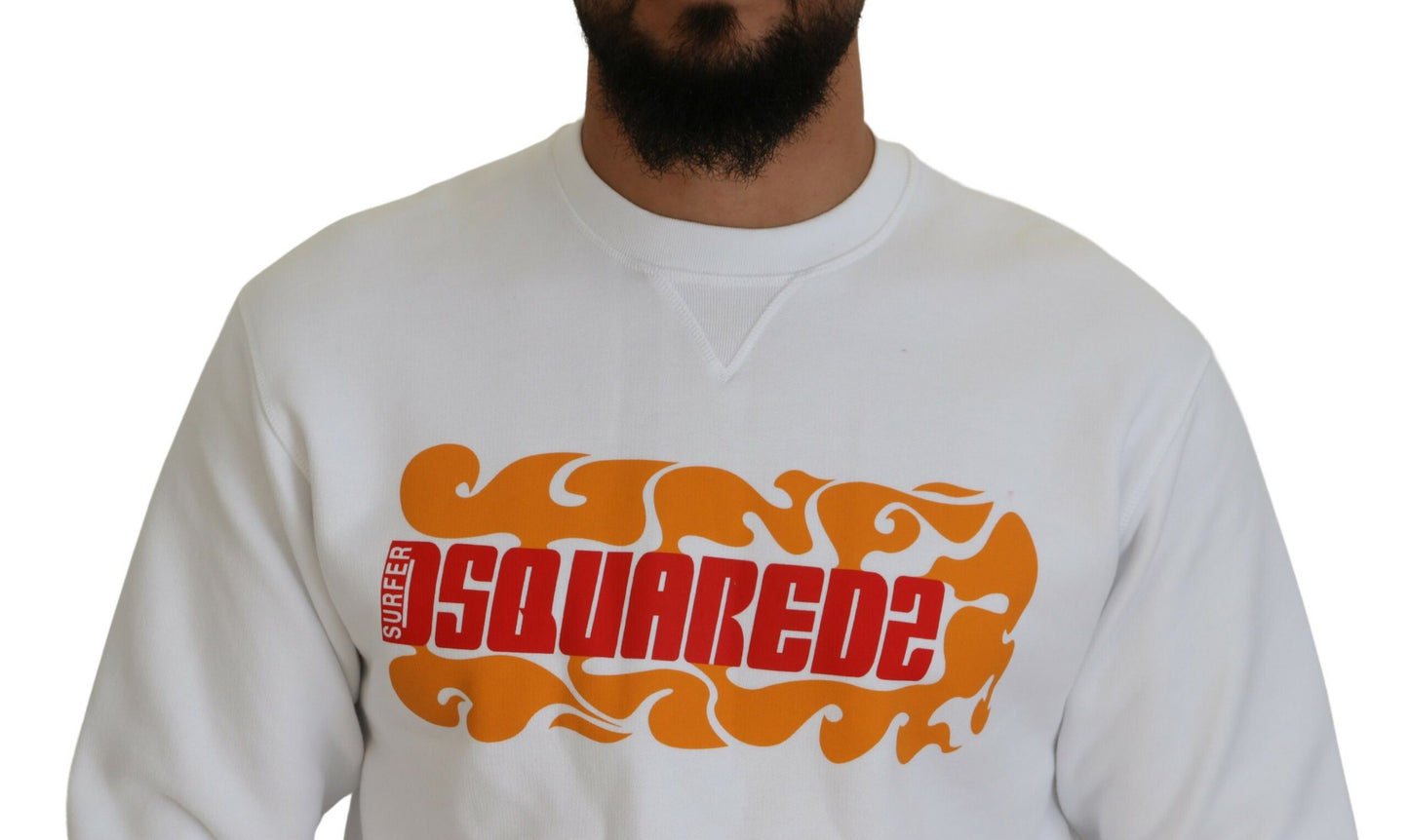 Dsquared² White printed cotton long sleeve sweater