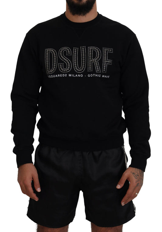 Dsquared² Black printed cotton long sleeve sweater