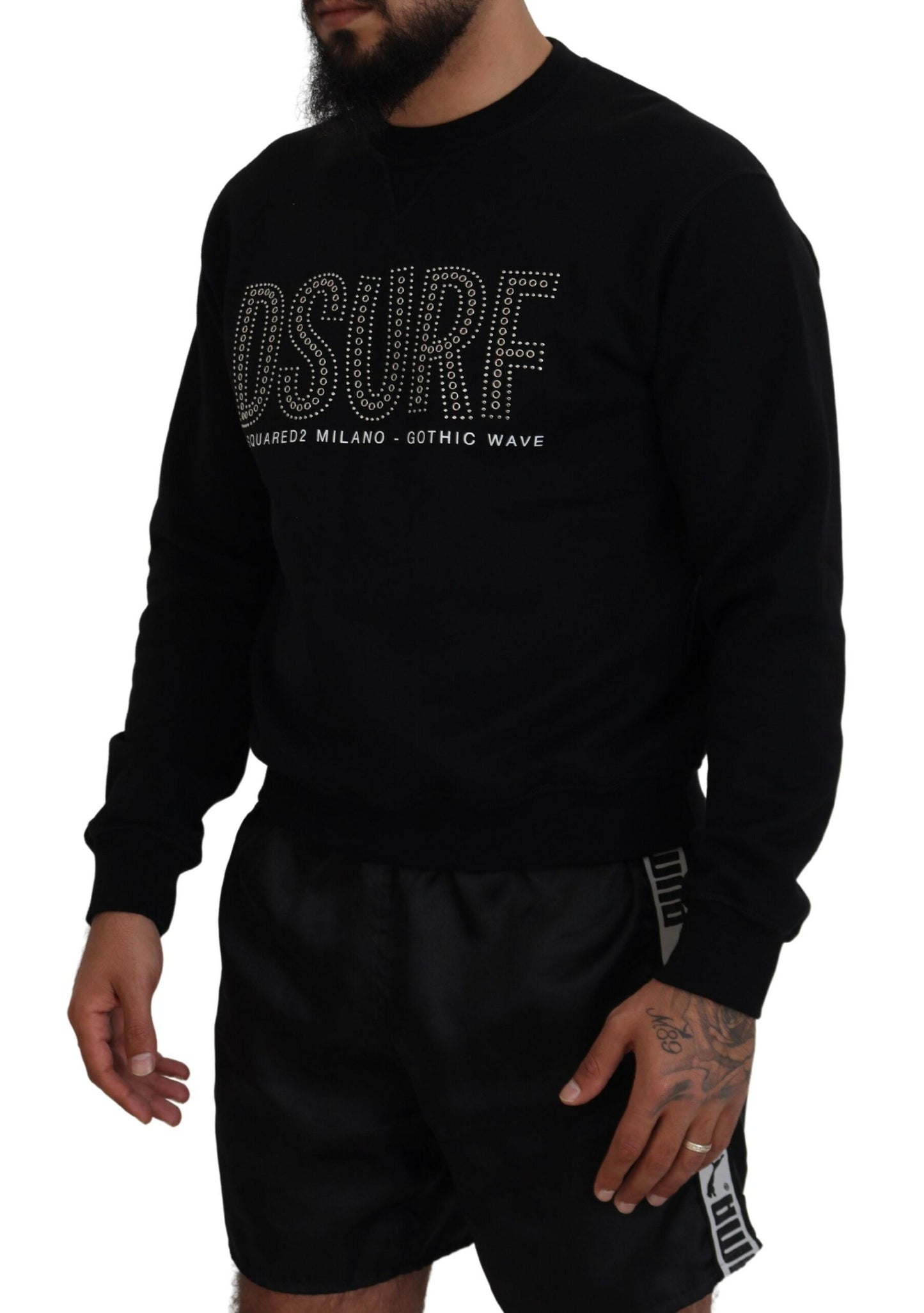 Dsquared² Black printed cotton long sleeve sweater