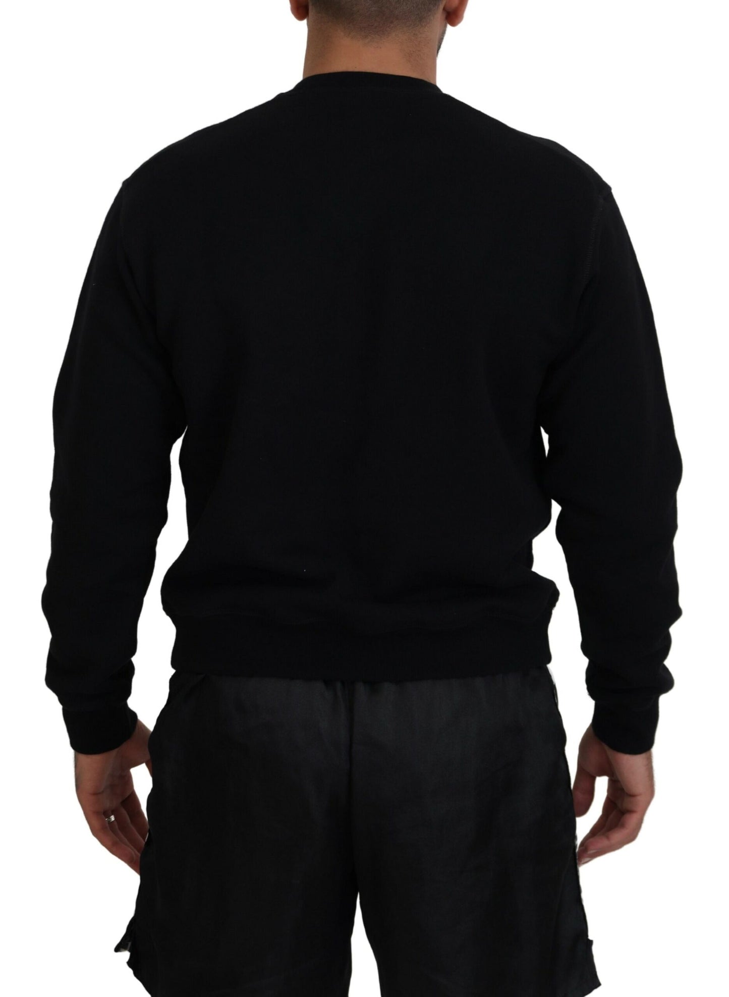 Dsquared² Black printed cotton long sleeve sweater