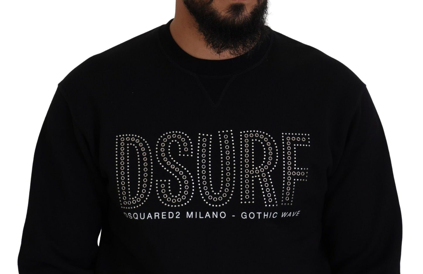 Dsquared² Black printed cotton long sleeve sweater