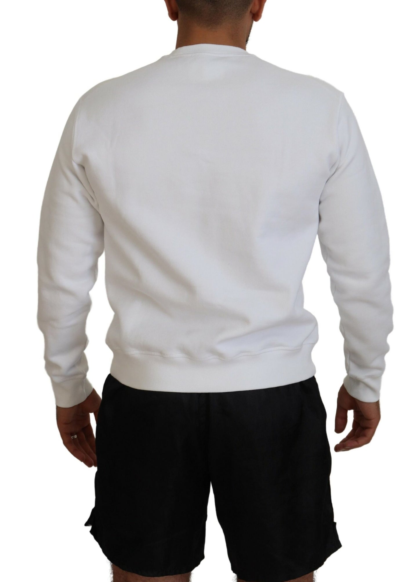 Dsquared² White printed cotton long sleeve sweater