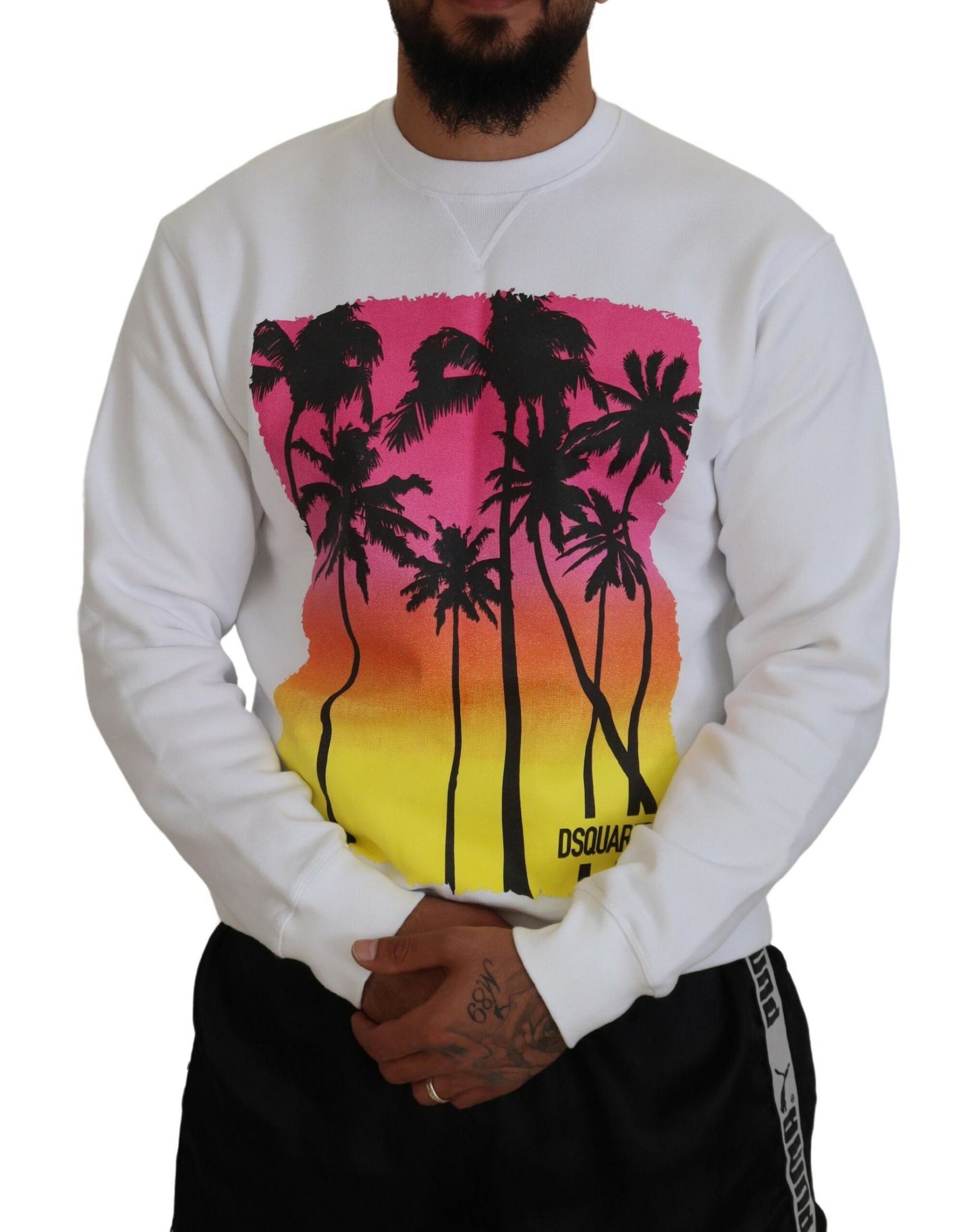 Dsquared² White printed cotton long sleeve sweater