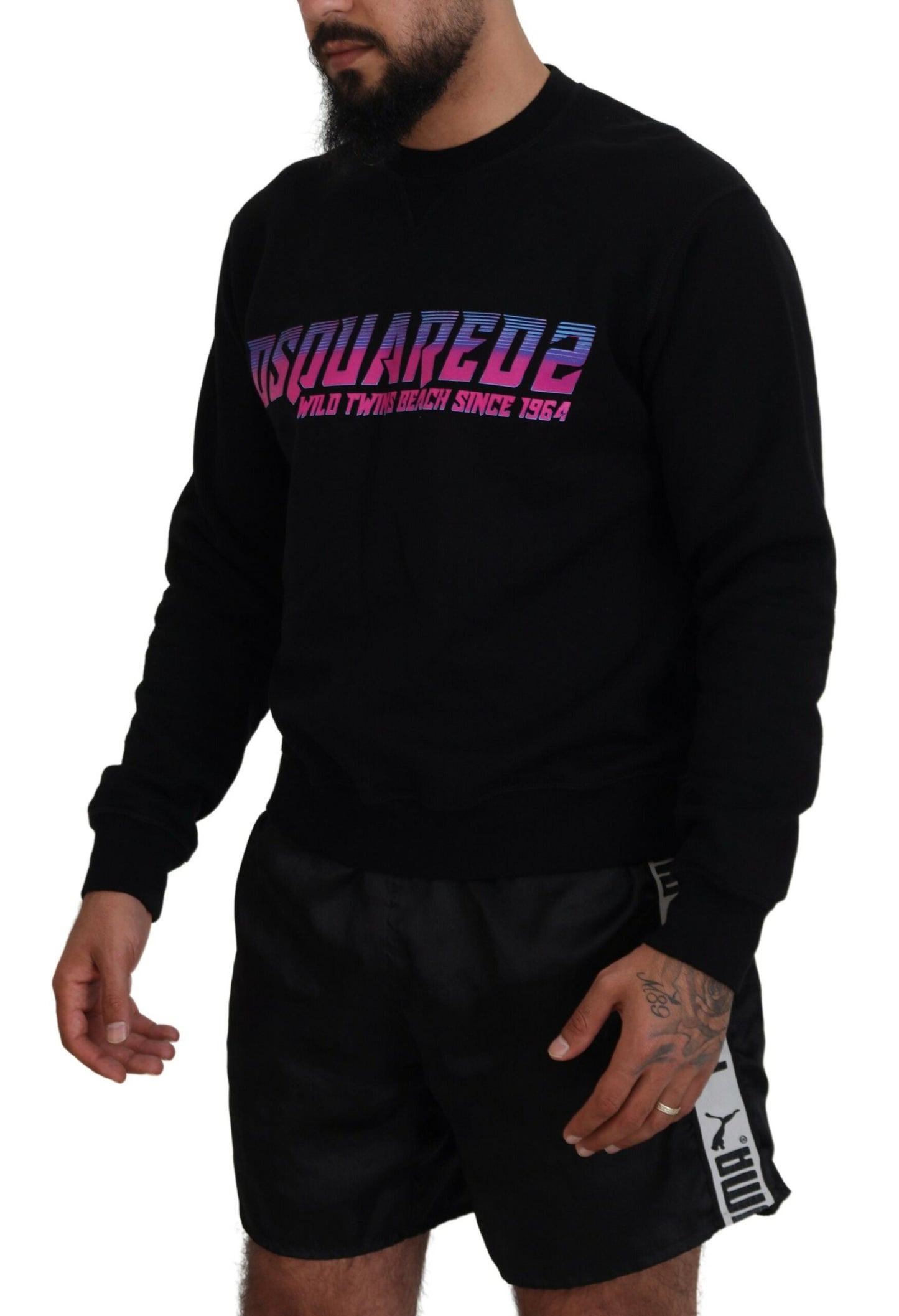 Dsquared² Black Logo Print Long Sleeve Sweater for Men