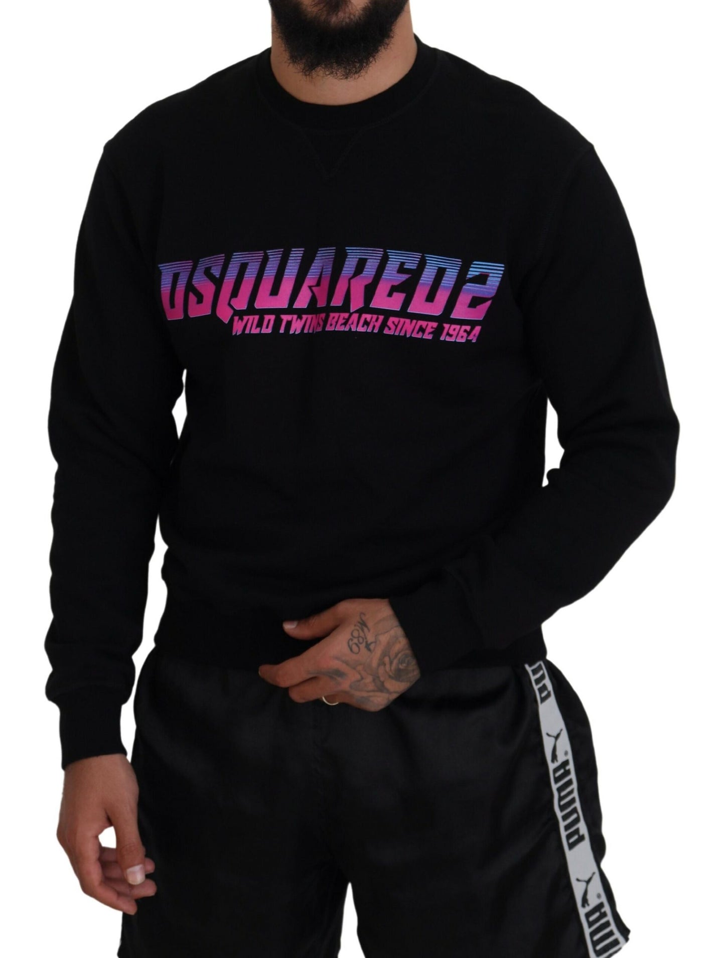 Dsquared² Black Logo Print Long Sleeve Sweater for Men