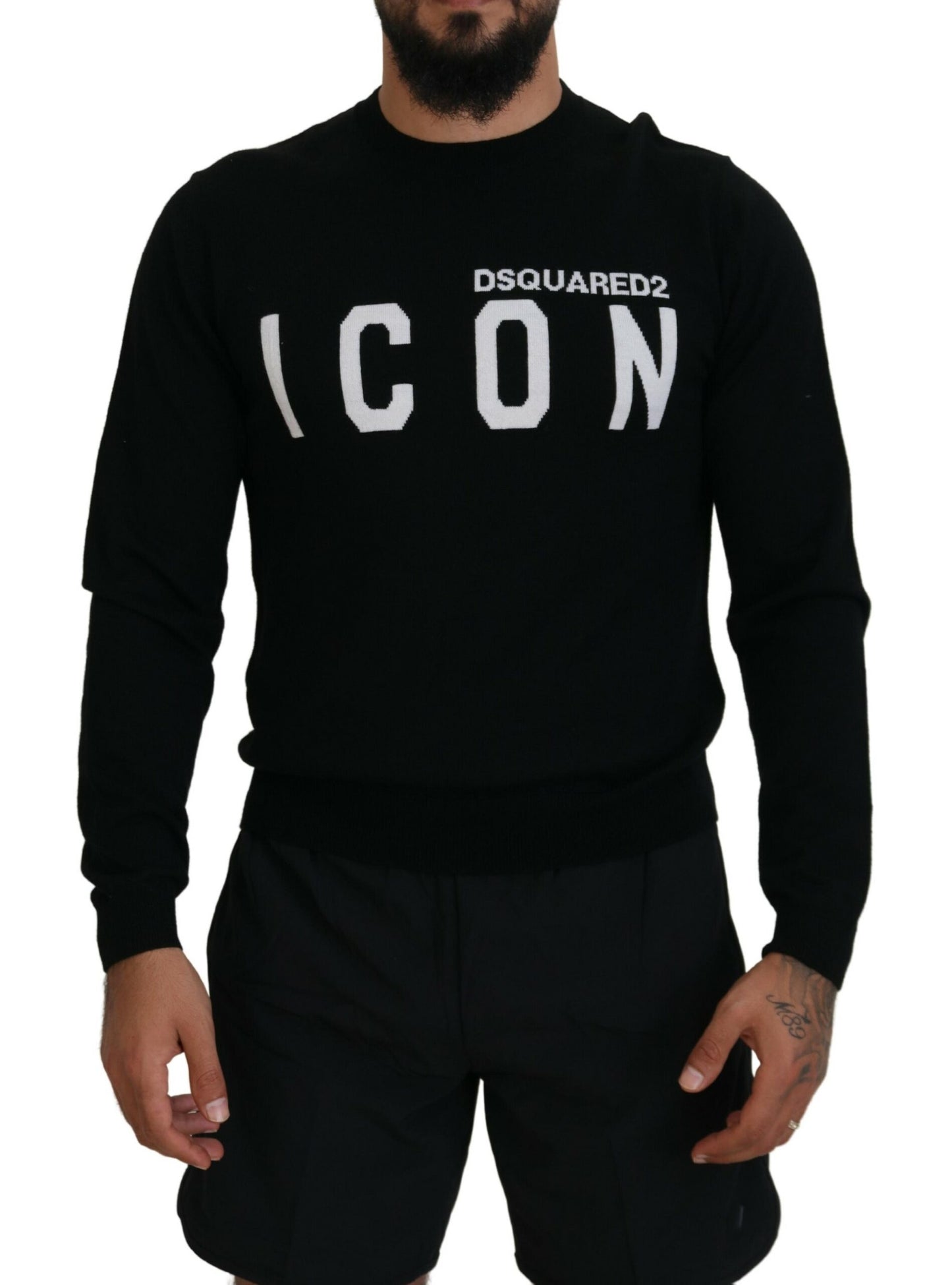 Dsquared² Black Logo Print Long Sleeve Sweater for Men