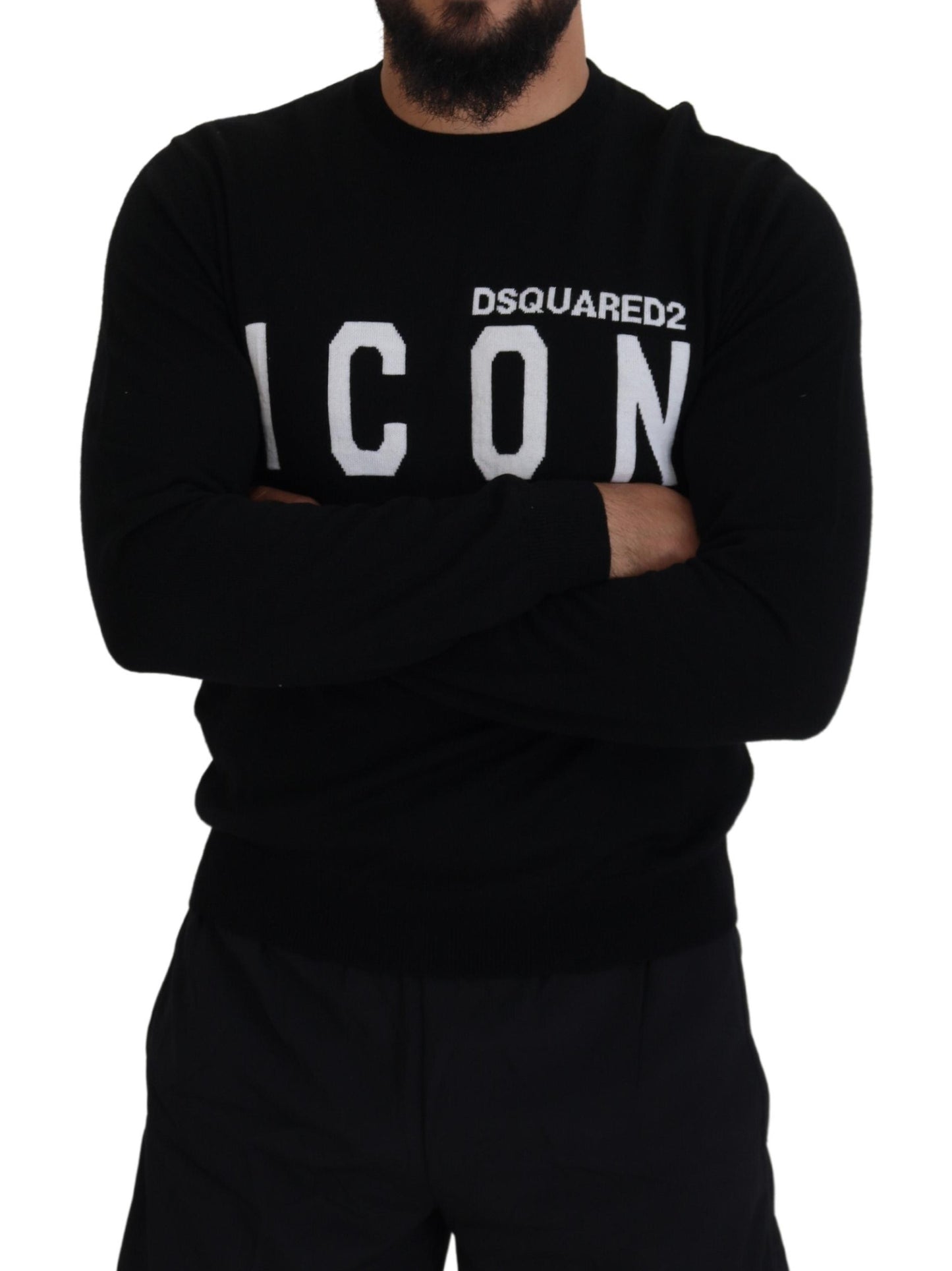 Dsquared² Black Logo Print Long Sleeve Sweater for Men