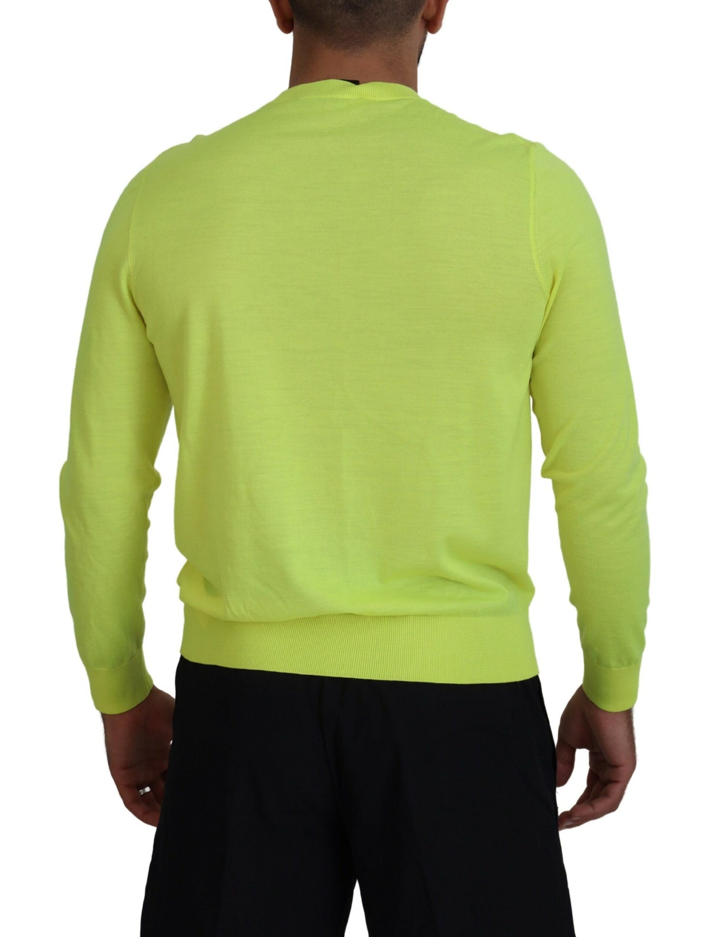 Dsquared² Yellow Green Long Sleeve Men Sweater Pullover