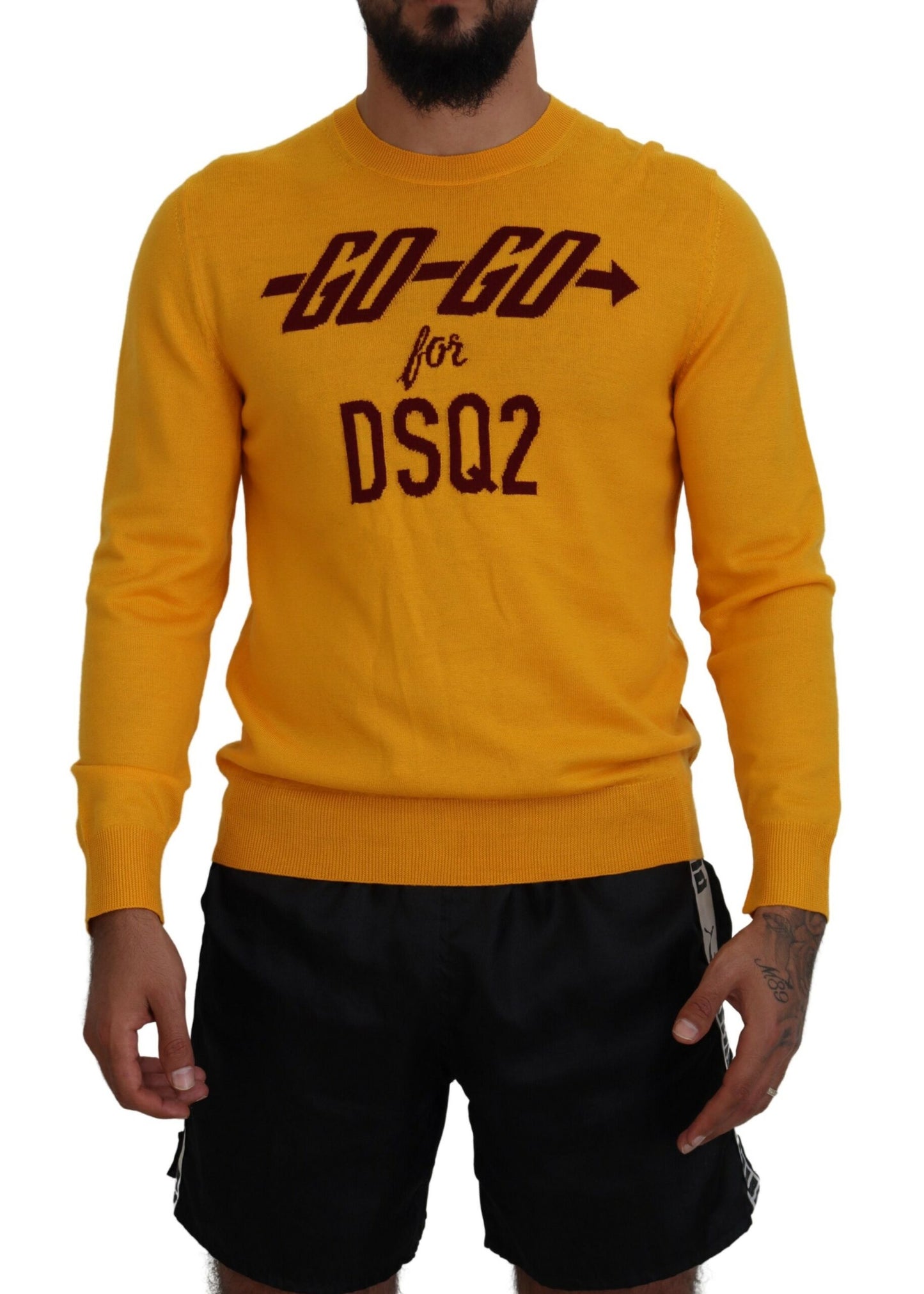 Dsquared² Orange Wool Long Sleeve Men Sweater Pullover