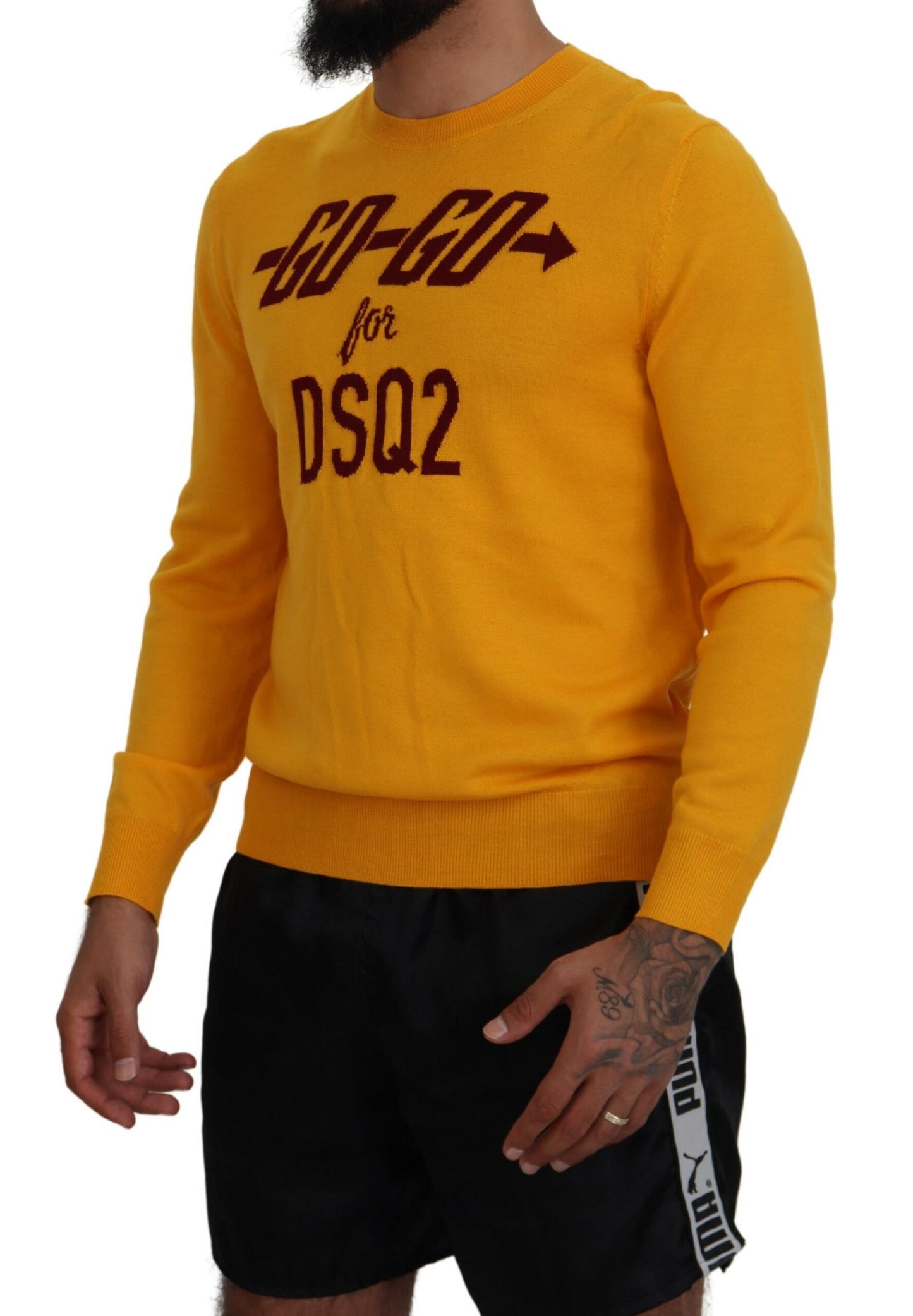 Dsquared² Orange Wool Long Sleeve Men Sweater Pullover