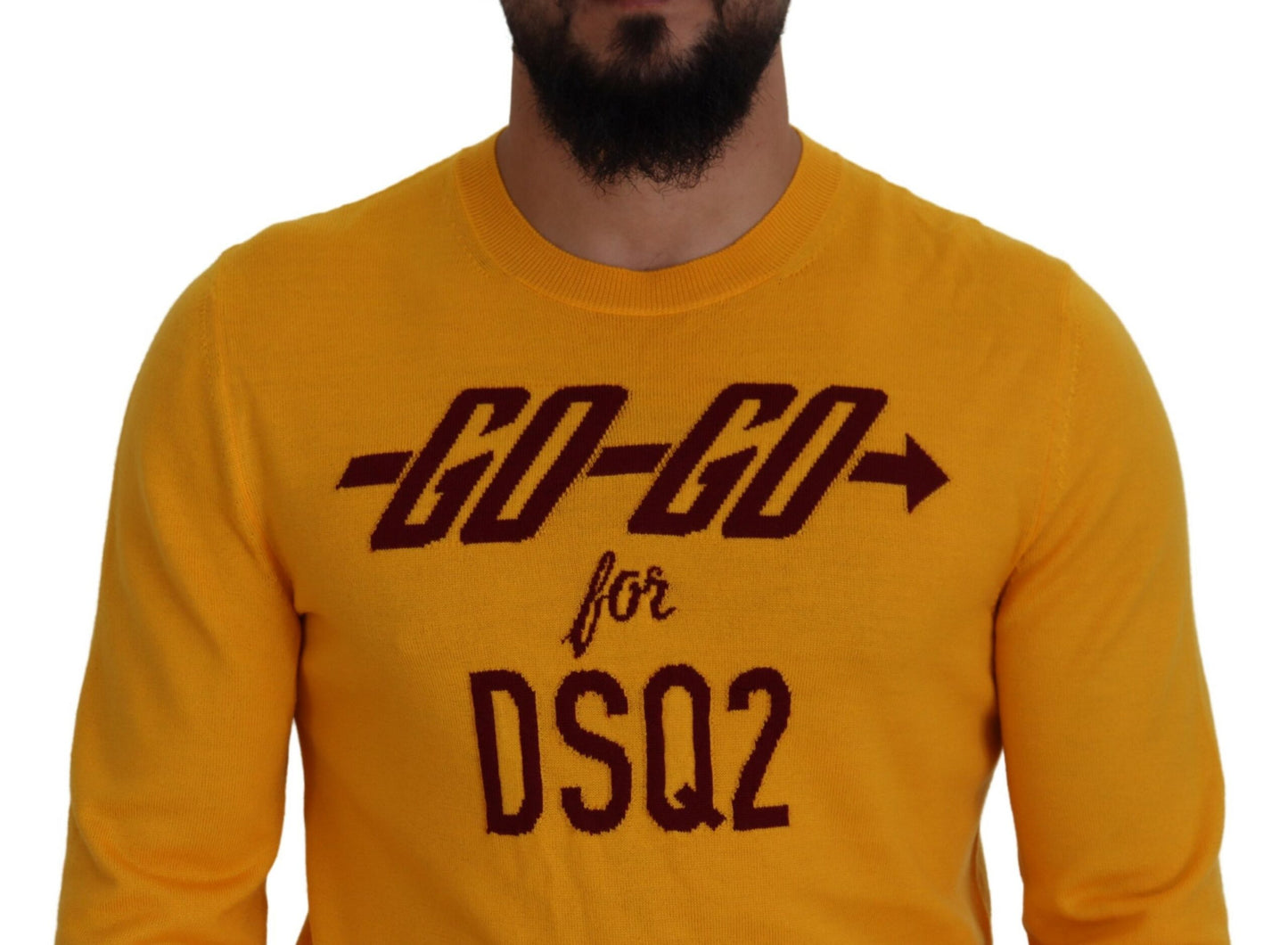 Dsquared² Orange Wool Long Sleeve Men Sweater Pullover