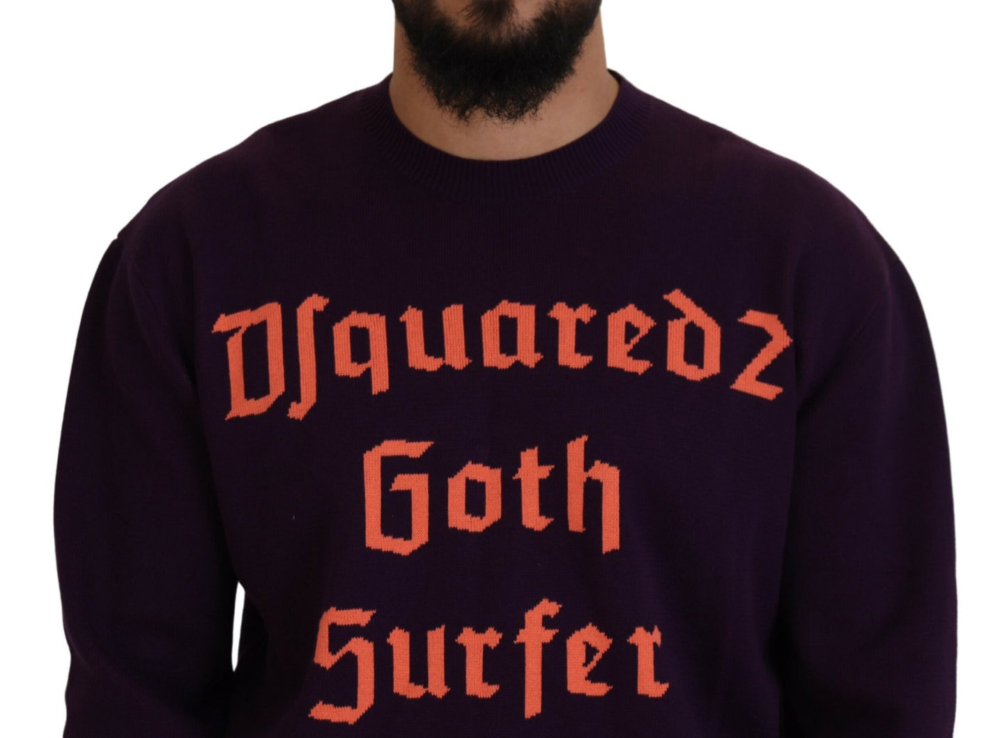 Dsquared² Purple Cotton Printed Men's Sweater Pullover