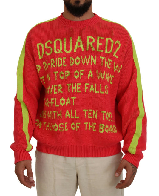 Dsquared² Orange printed cotton long sleeve sweater